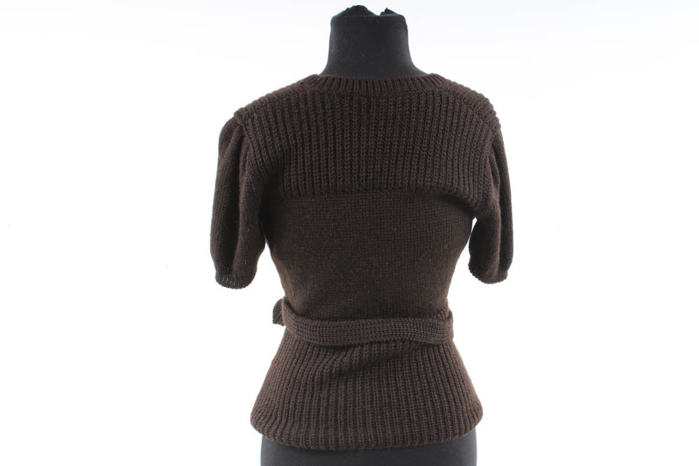Women&#39;s Louis Vuitton Paris Brown Wool and Mohair Blend Knit Belted Sweater | EBTH