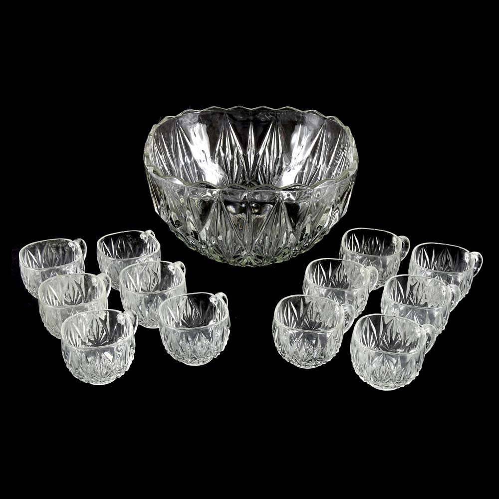 Pressed Glass Punch Bowl Set EBTH