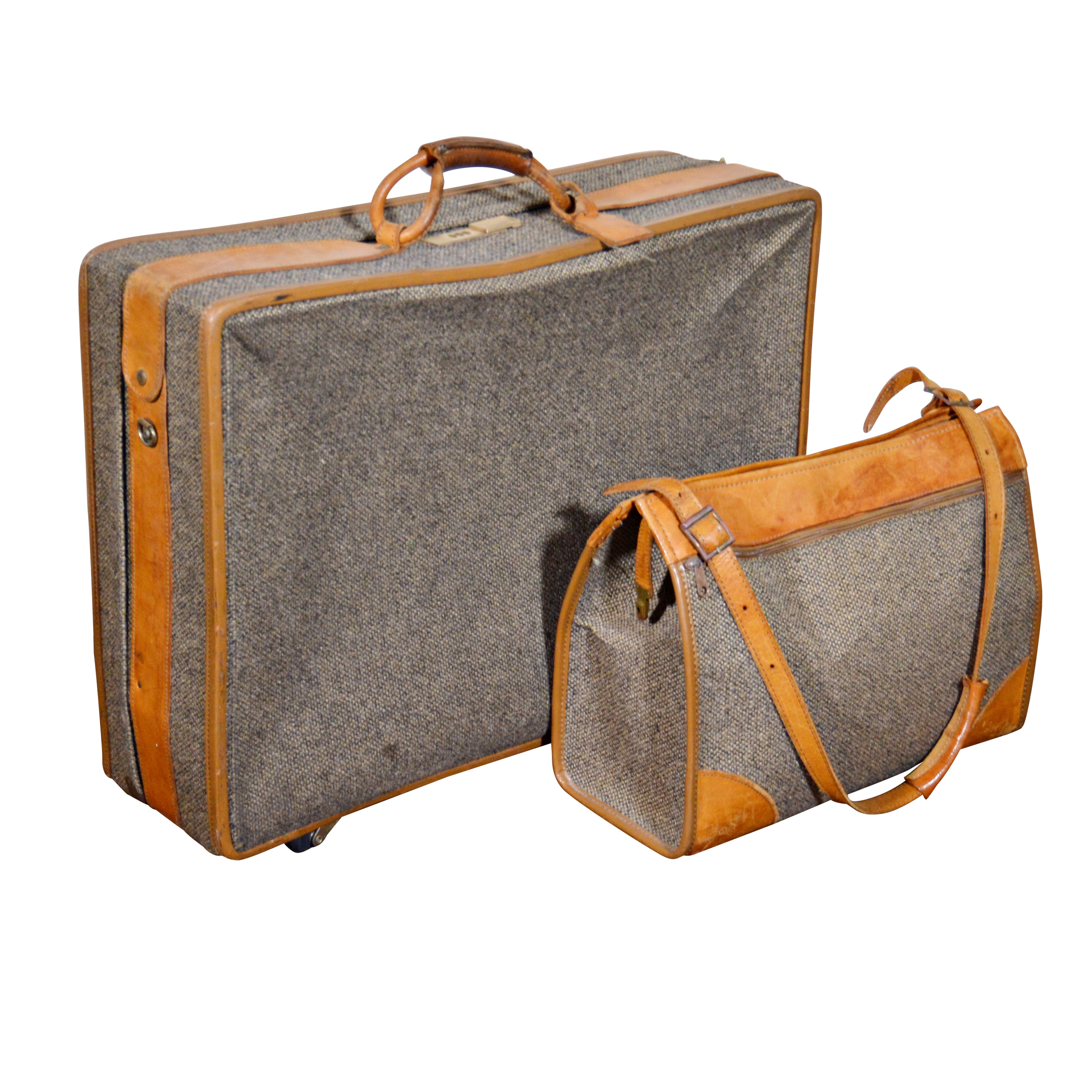 Vintage Hartmann Tweed Wool and Leather Luggage and CarryOn Bag EBTH