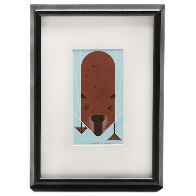 Original Charley Harper 1968 Gouache Painting "Capybara" Original Charley Harper 1968 Gouache Painting "Capybara"