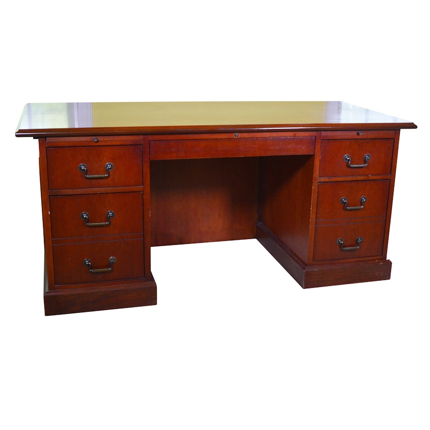 Federal Style Mahogany Finish Executive Desk by Carrico, 20th Century