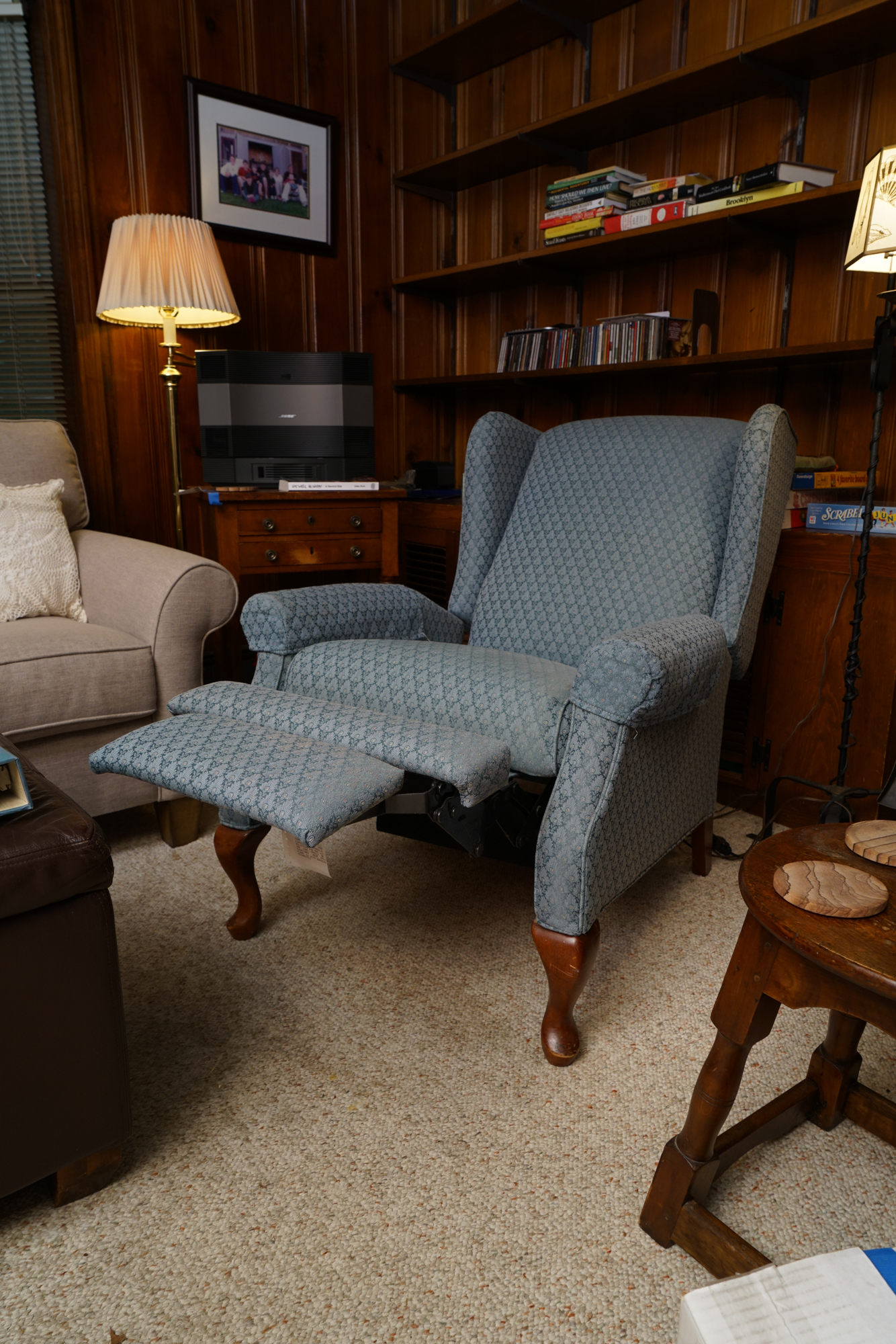 Queen Anne Style Wingback Recliner by LaZBoy, Late 20th Century EBTH