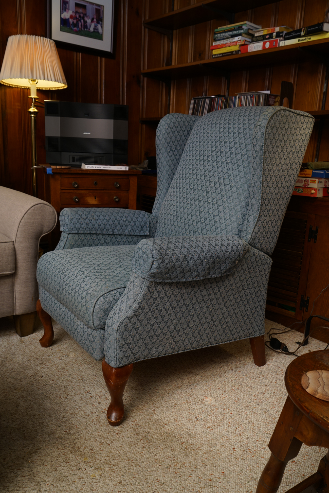 Queen Anne Style Wingback Recliner by LaZBoy, Late 20th Century EBTH