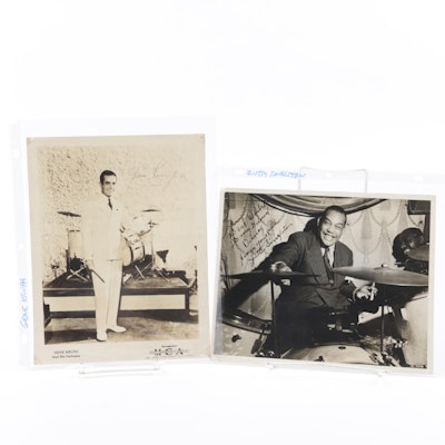 Gene Krupa and Zutty Singleton Autographed Photographs