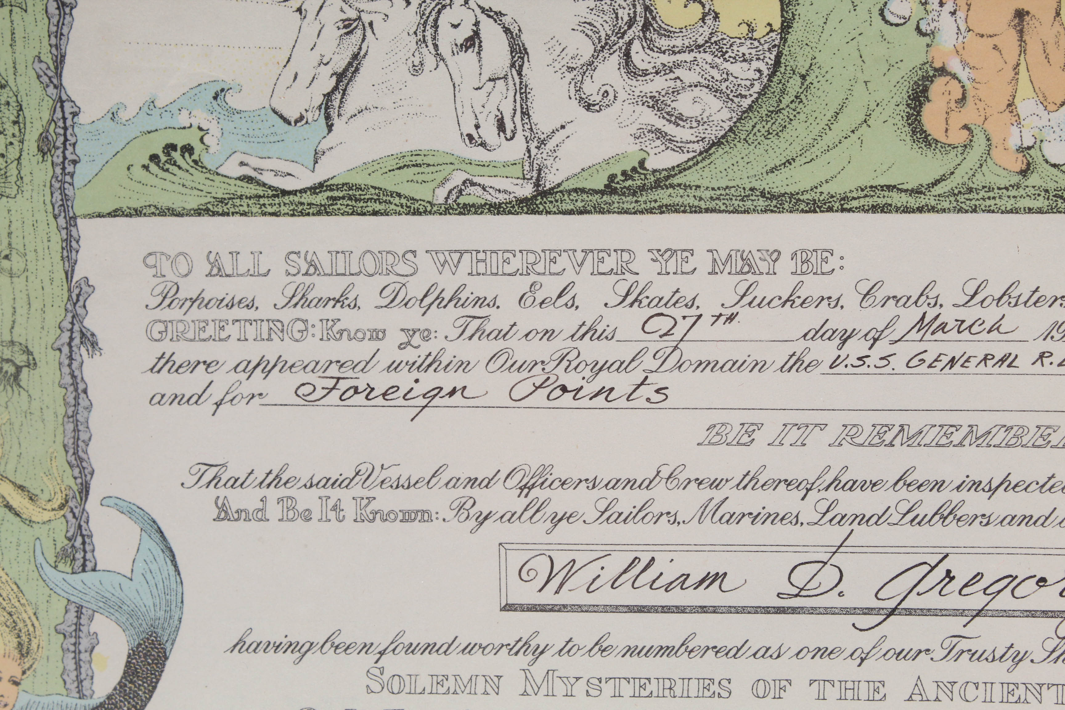 1944 U S Navy quot Shellback quot Equatorial Crossing Certificate EBTH