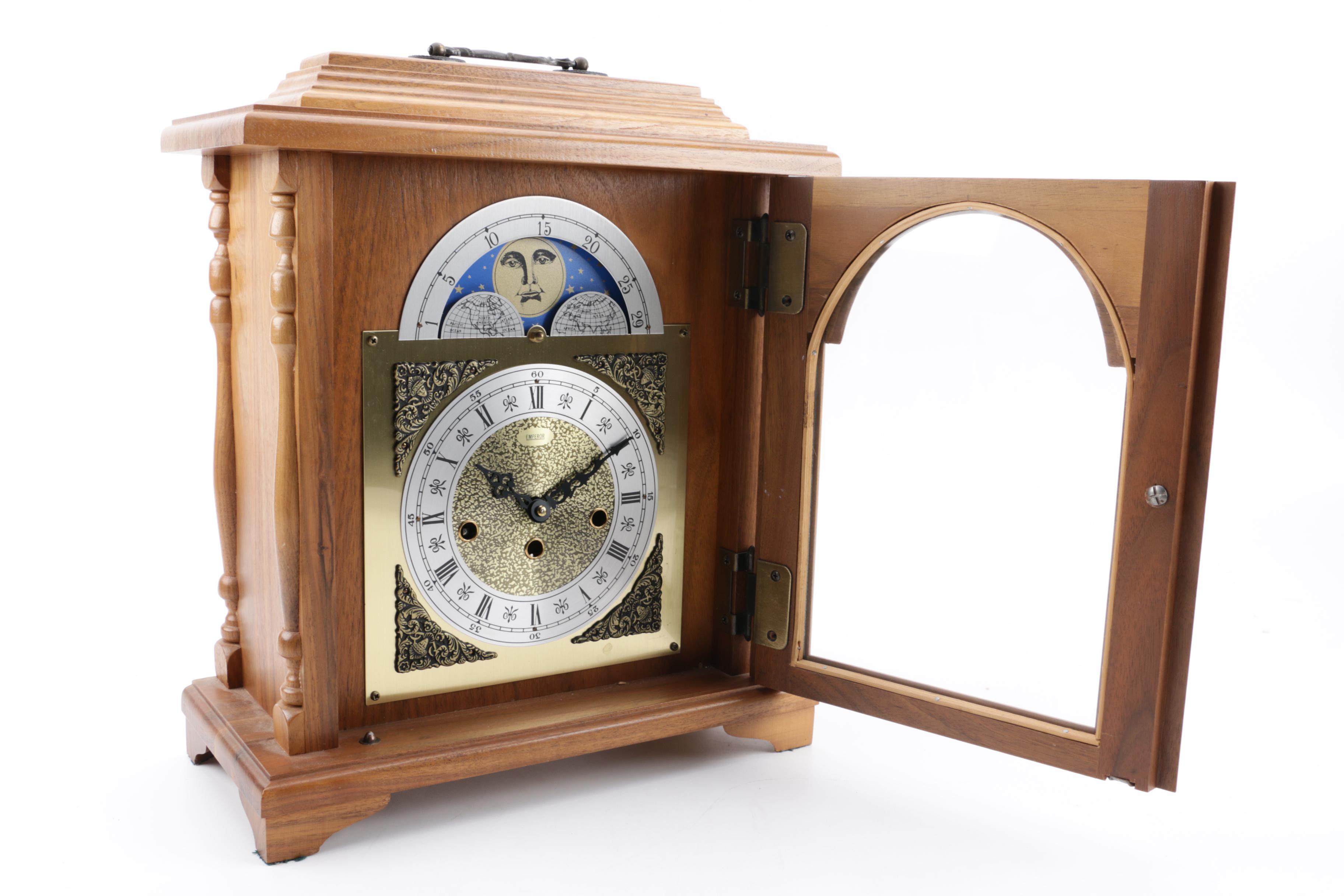 Emperor Carriage Mantel Clock with Franz Hermle Movement and Moon Phase