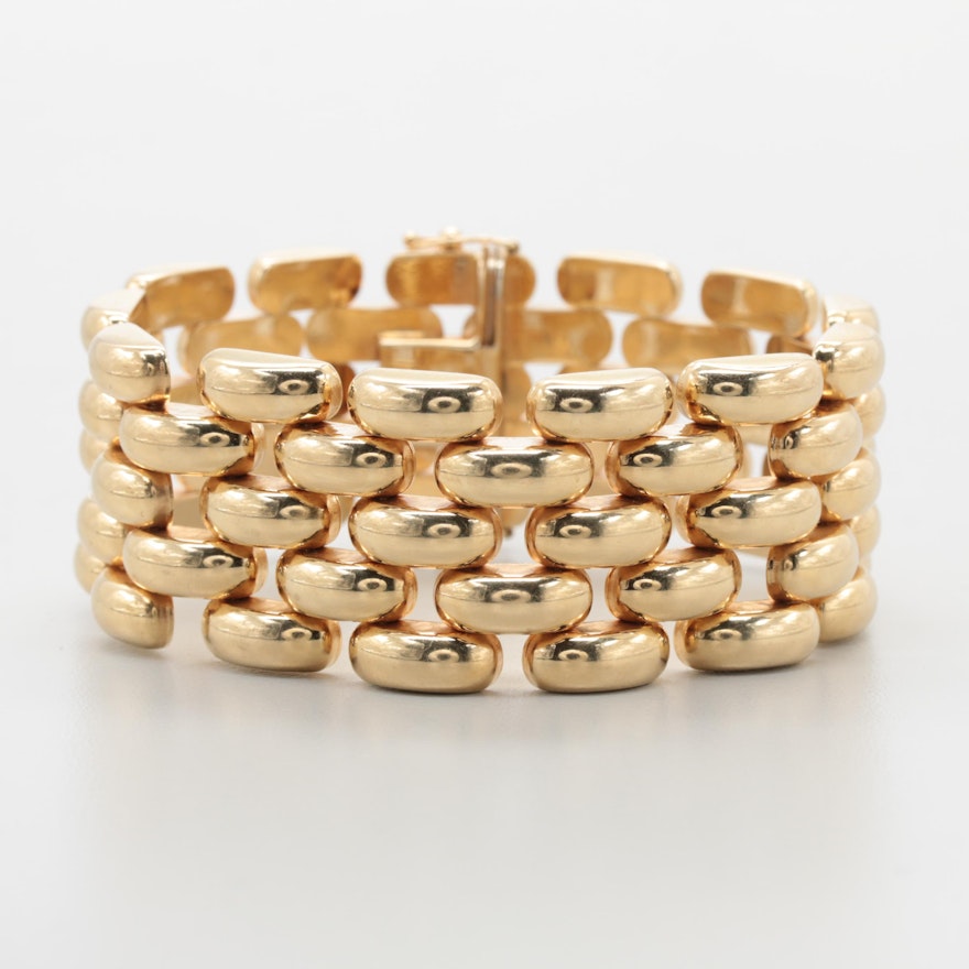 Italian 14K Yellow Gold Panther Link Chain Bracelet