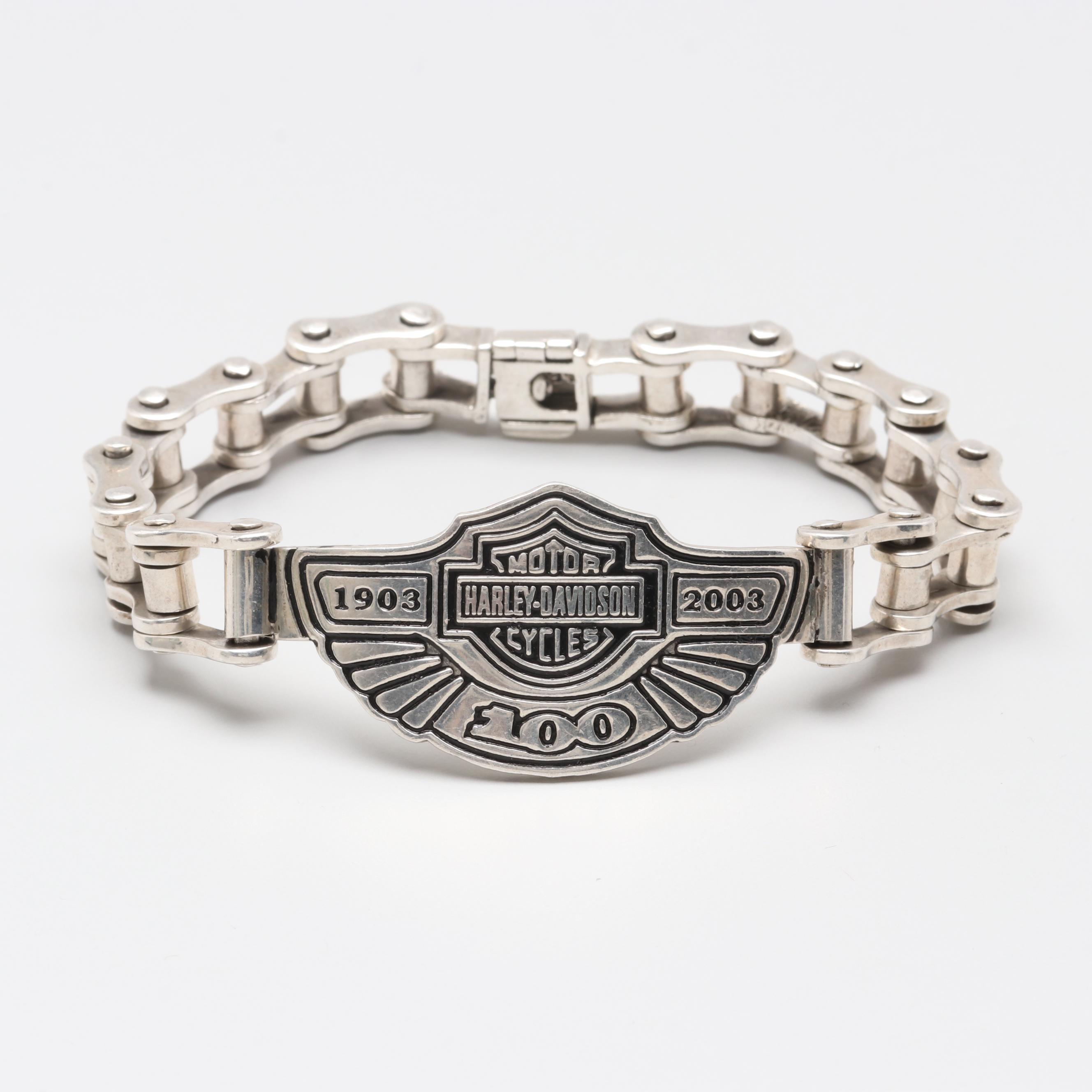 Harley Davidson Sterling Silver Bike Chain Link Bracelet EBTH
