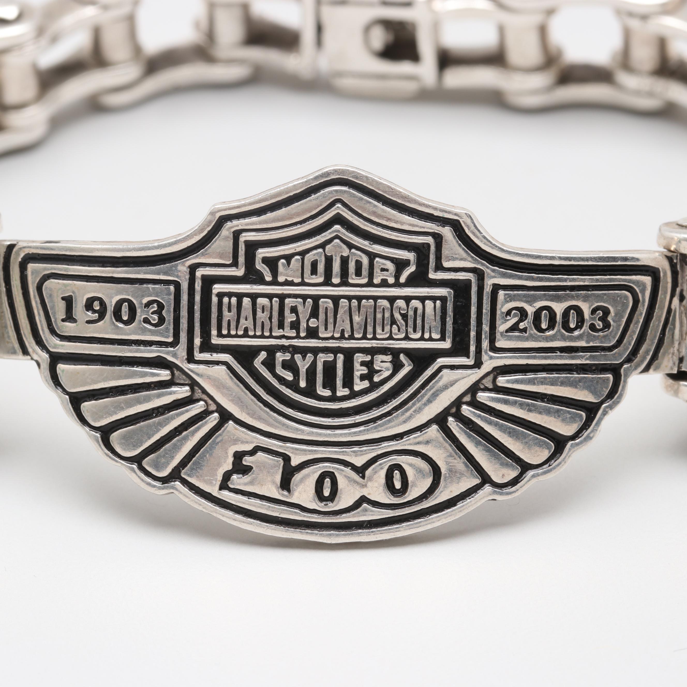 Harley Davidson Sterling Silver Bike Chain Link Bracelet EBTH