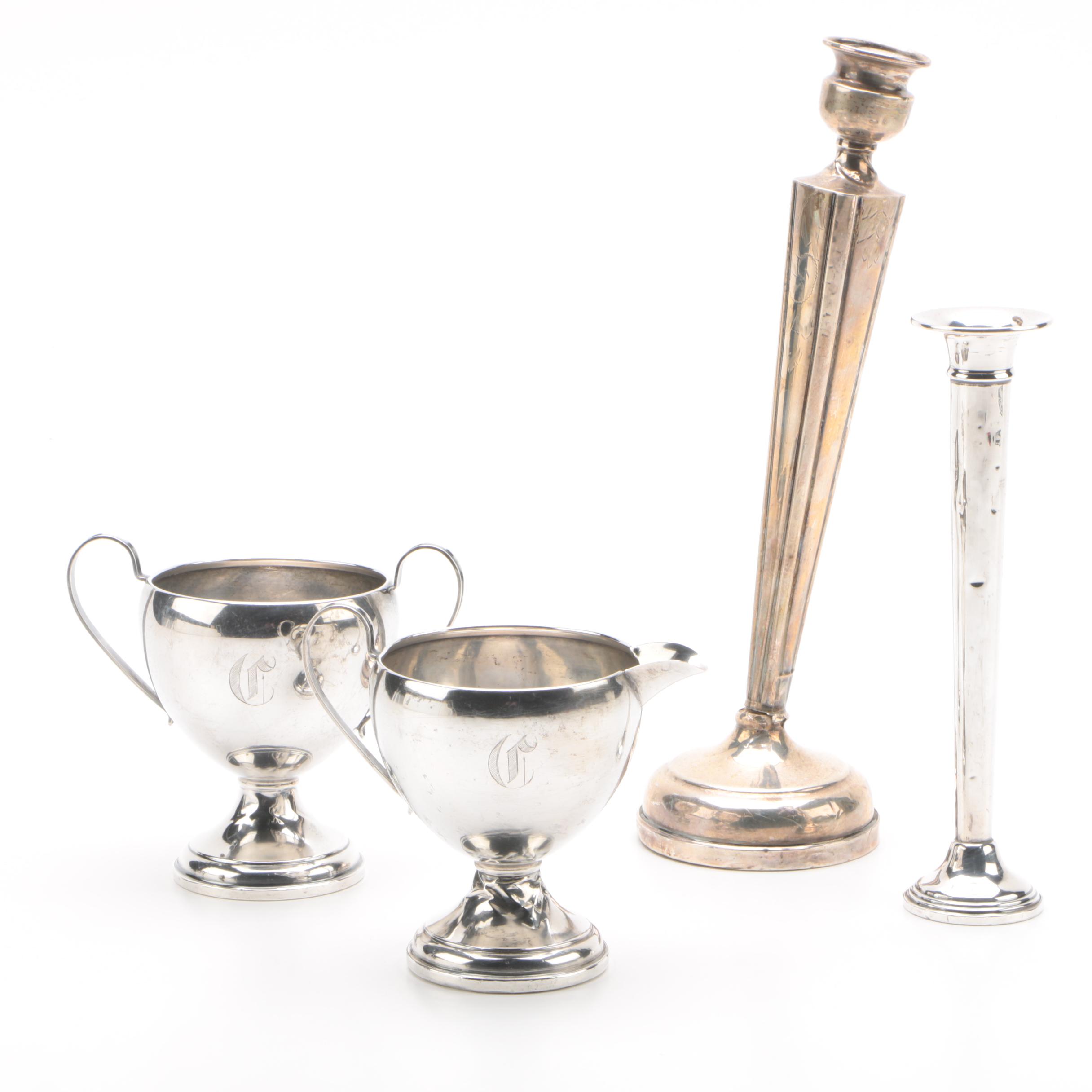 Weighted Sterling Silver Tableware featuring Preisner Creamer and Sugar