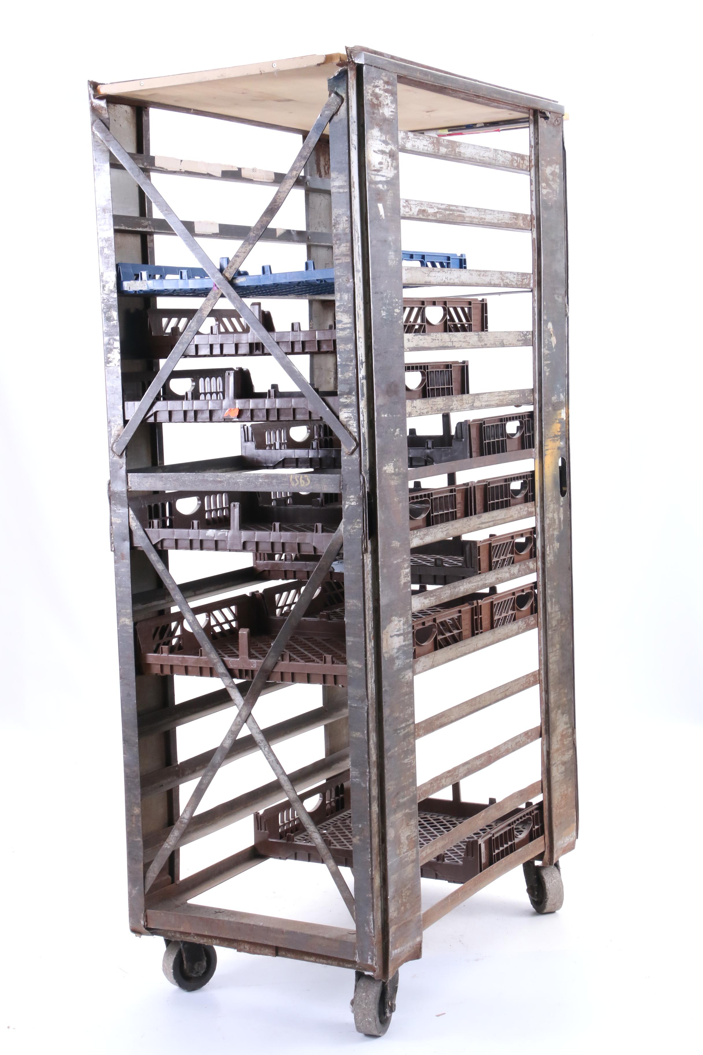 Vintage Rolling Industrial Bread Cart EBTH