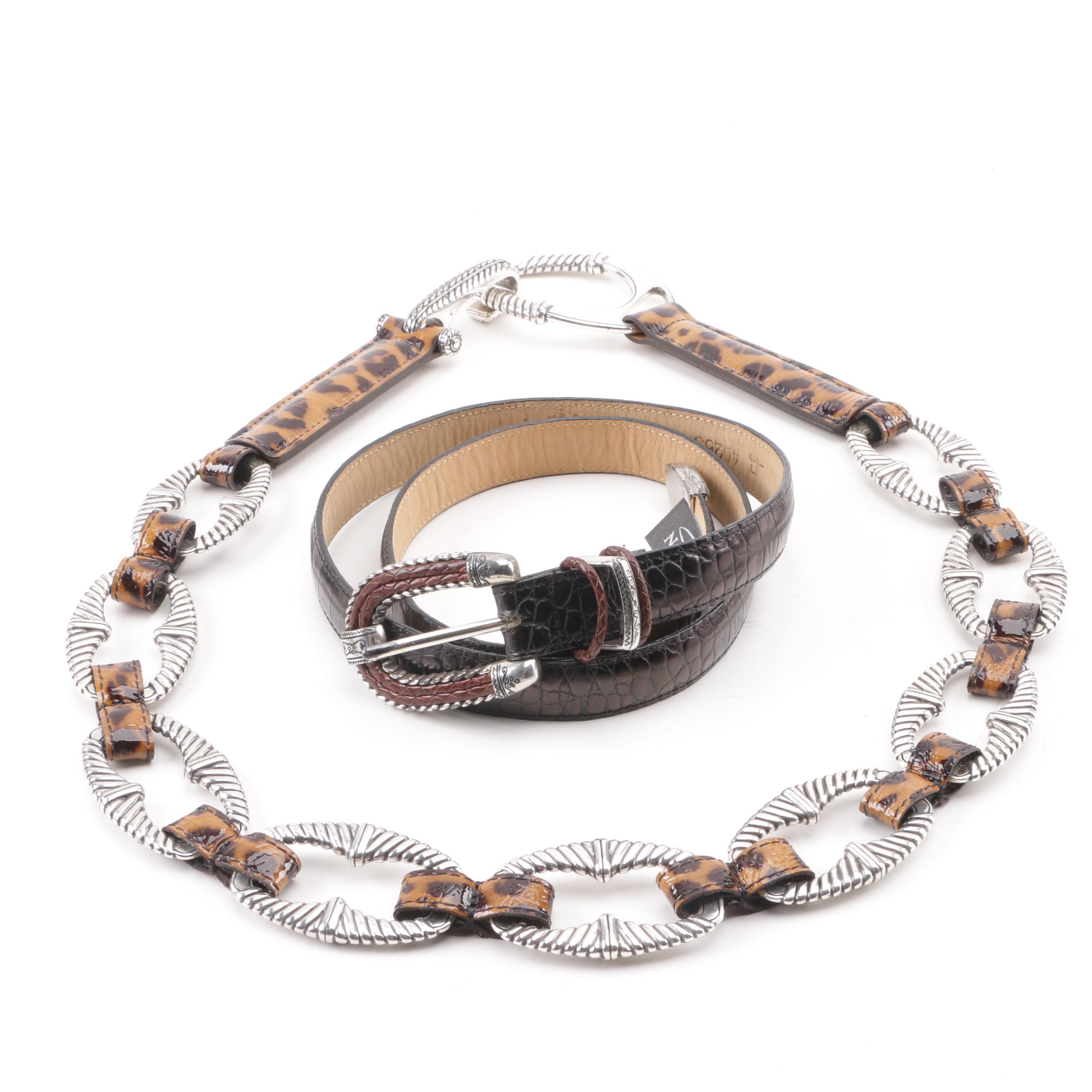 Women's Brighton Leather and Patent Leather Belts EBTH