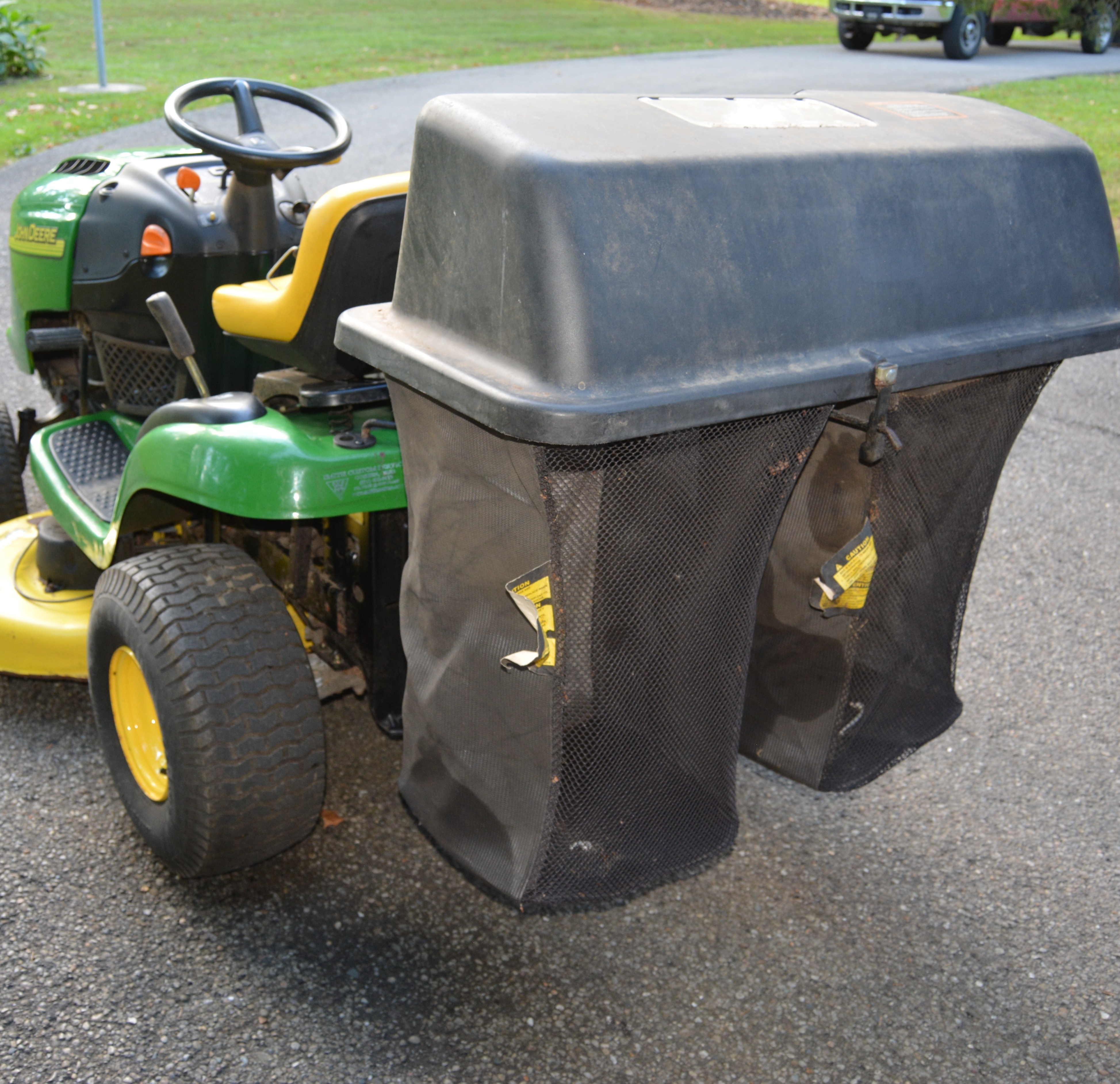 John Deere Tractor Mower L110 with Rear Grass Bagger EBTH