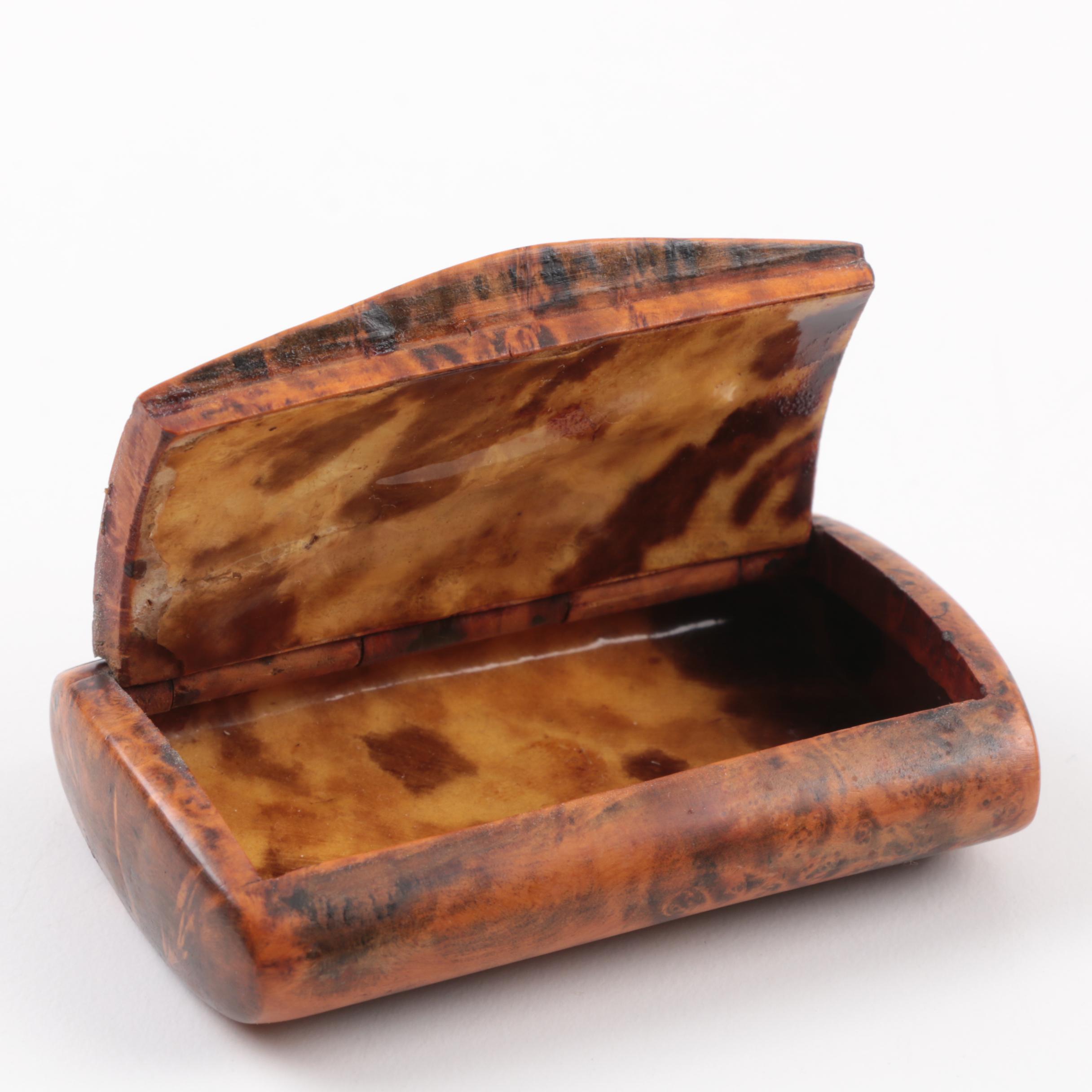 Antique Snuff Boxes in Tortoise Shell and Burl Wood EBTH