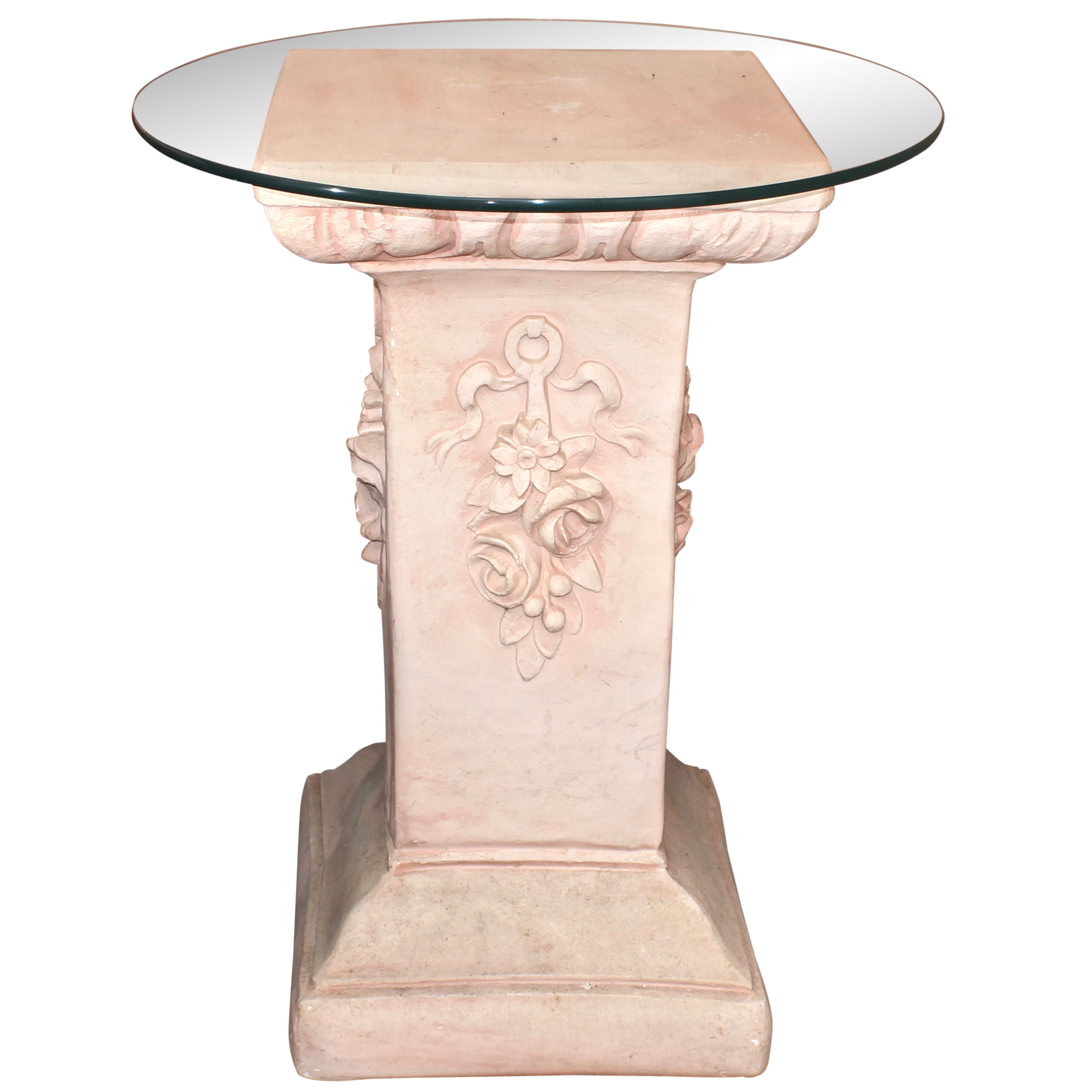 Glass Top Pedestal Side Table EBTH