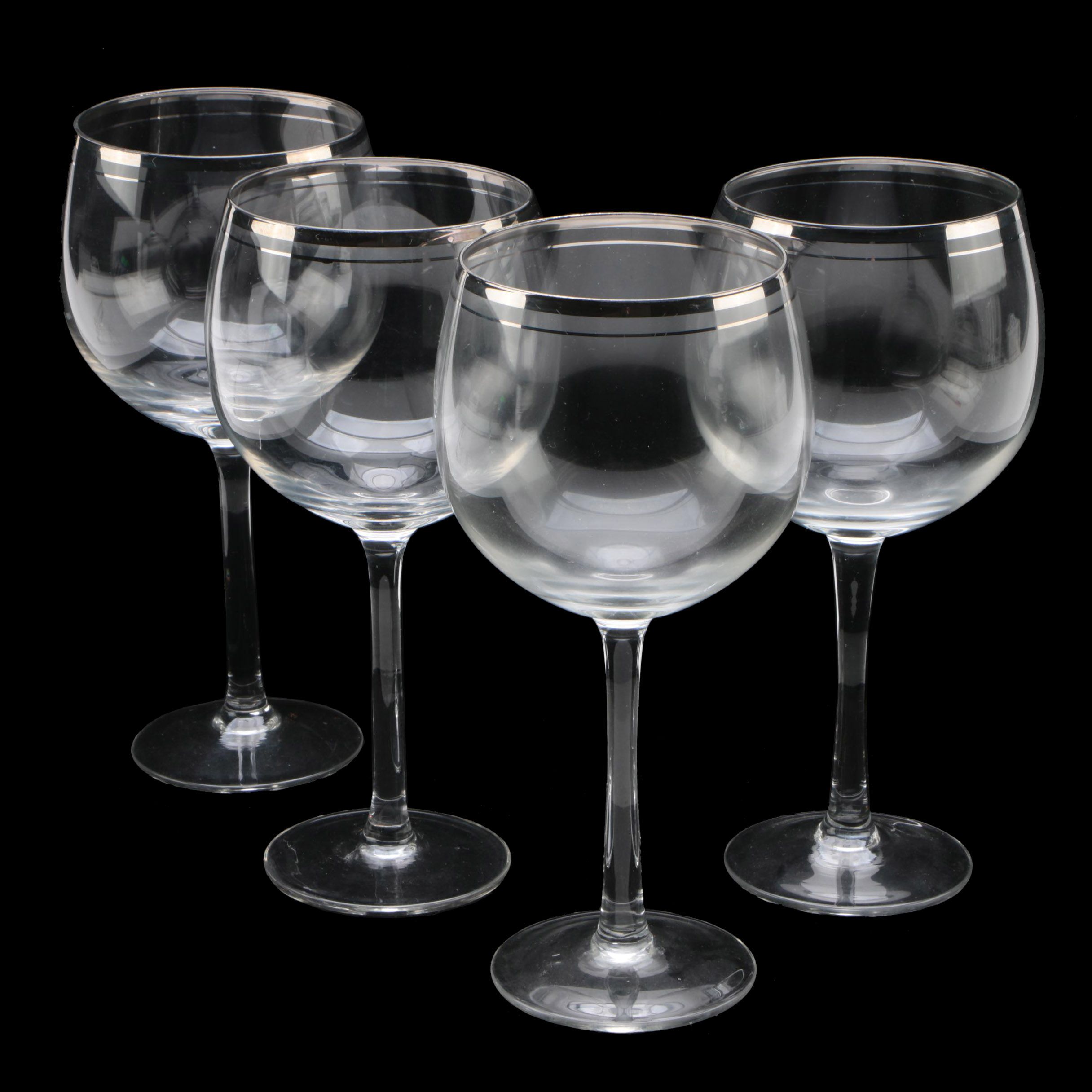 Vintage Platinum Rimmed Wine Glasses EBTH