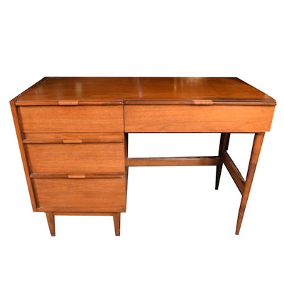 Mid-Century Teak Finish Kneehole Desk Mid-Century Teak Finish Kneehole Desk