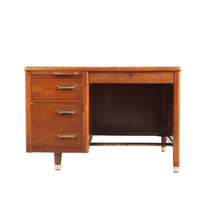 Mid Century Modern Walnut Desk By Jasper Office Furniture Company