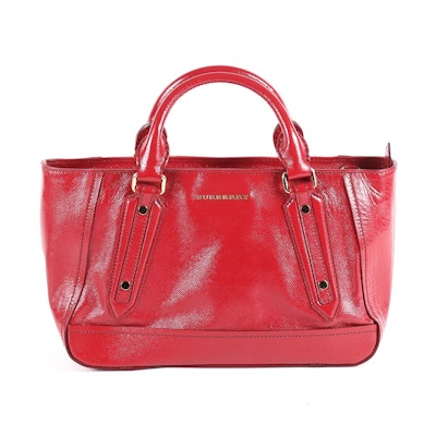 Burberry London Red Leather Somerford Tote Burberry London Red Leather Somerford Tote