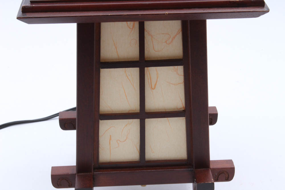 Tarogo Japanese Lantern Style Wood and Paper Table Lamp EBTH