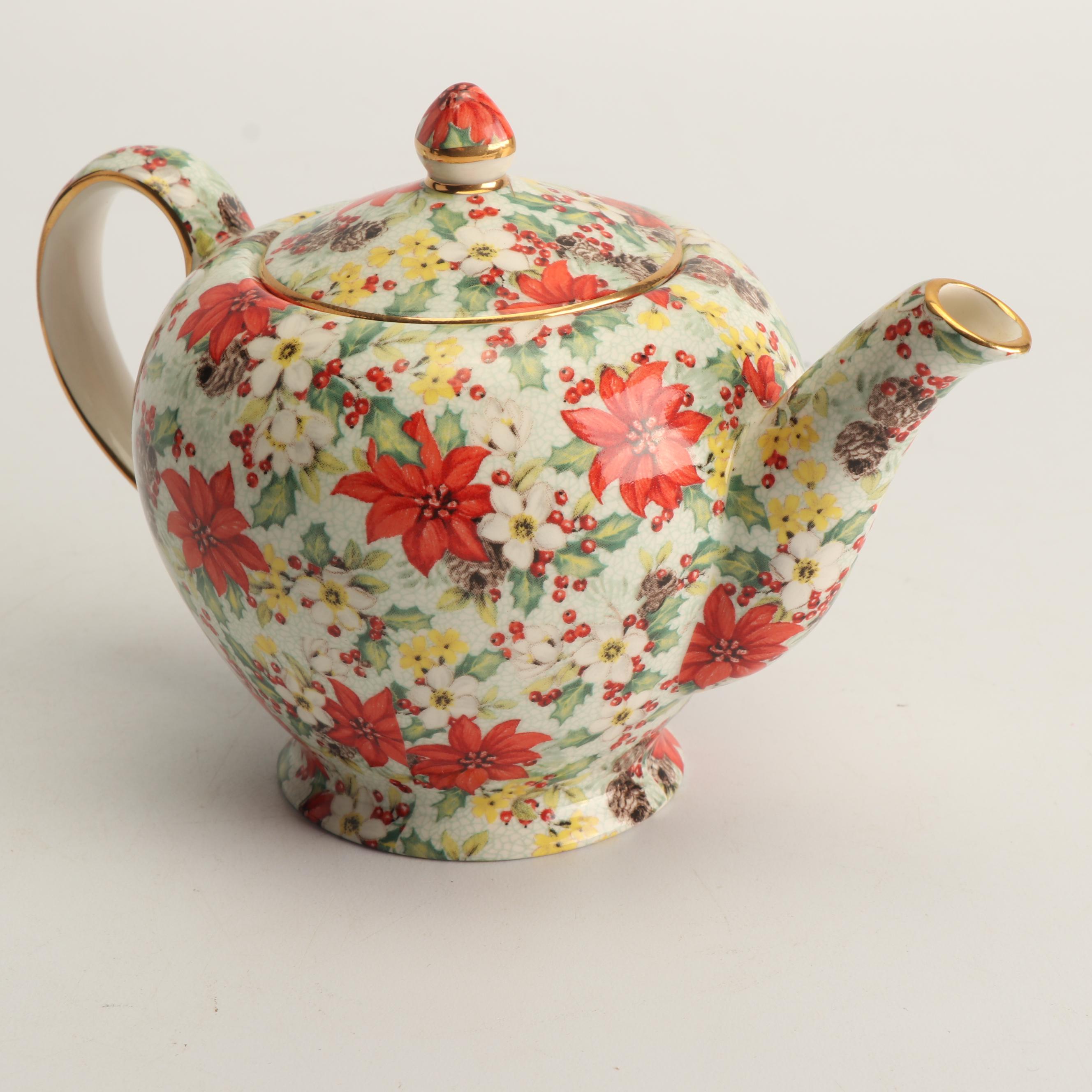 Grimwades Ltd. Royal Winton "Christmas Chintz" Teapots and Divided Dish
