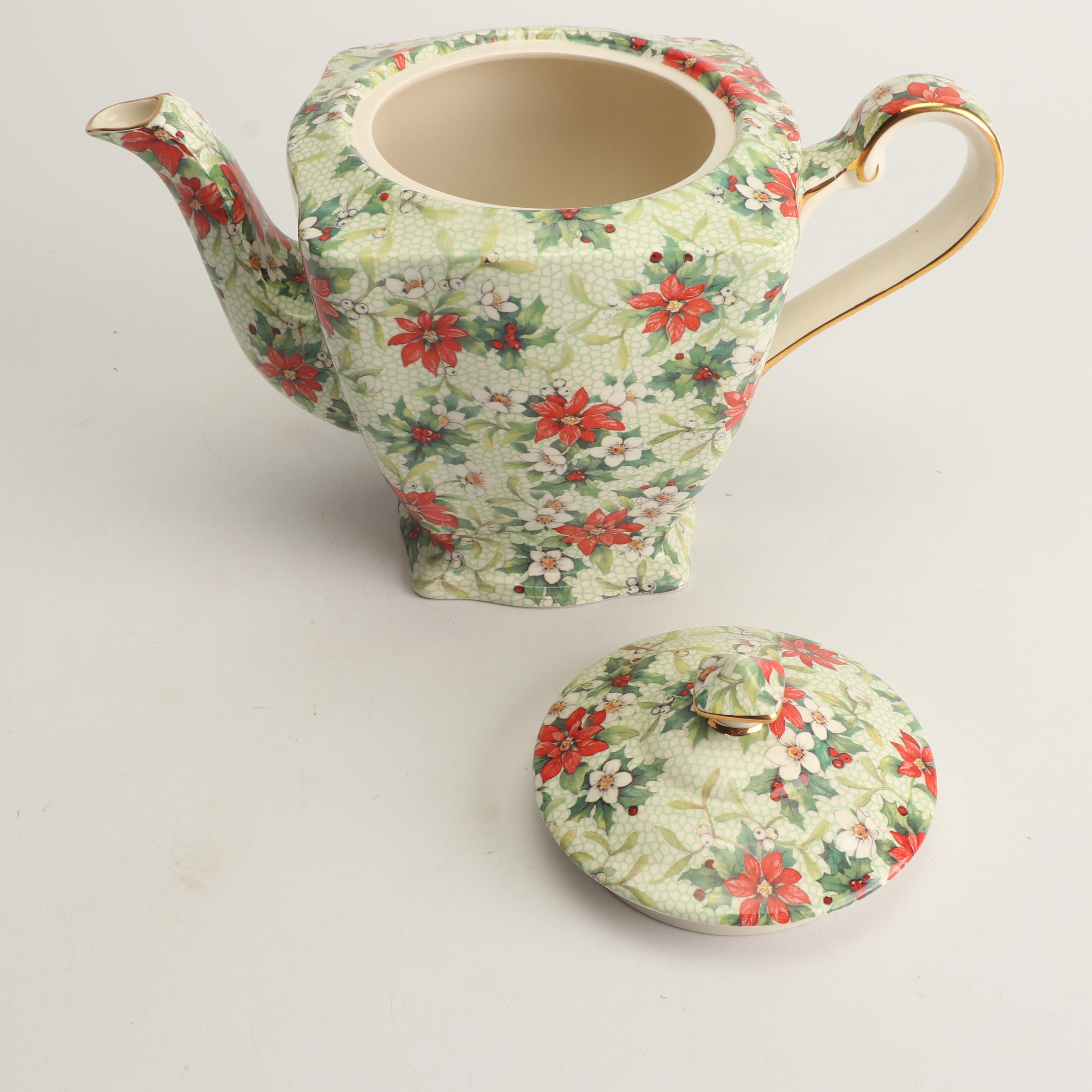 Grimwades Ltd. Royal Winton "Christmas Chintz" Teapots and Divided Dish