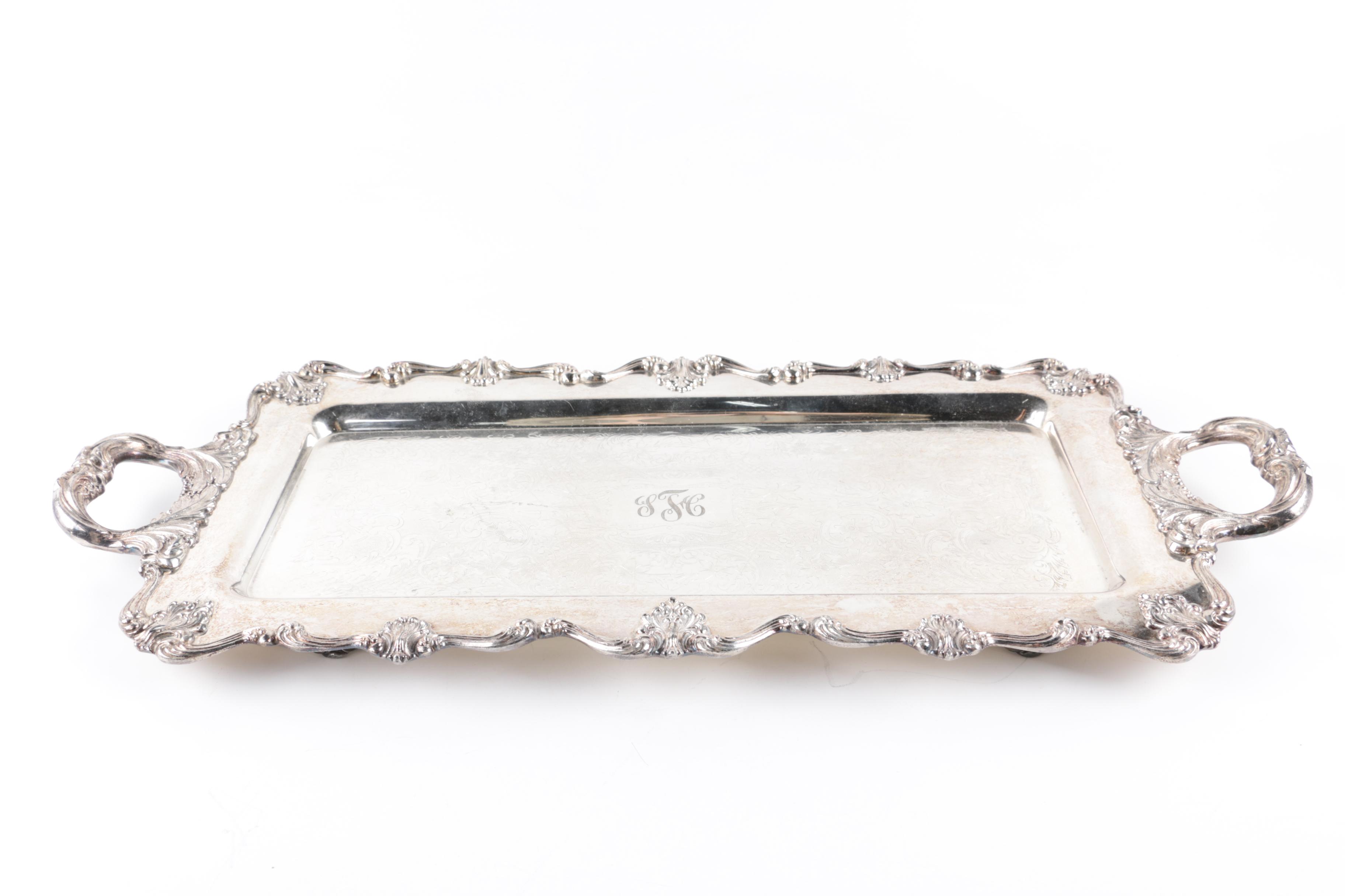 Wallace Silversmiths "Waverly" Tray with Other Silver Plate Trays EBTH