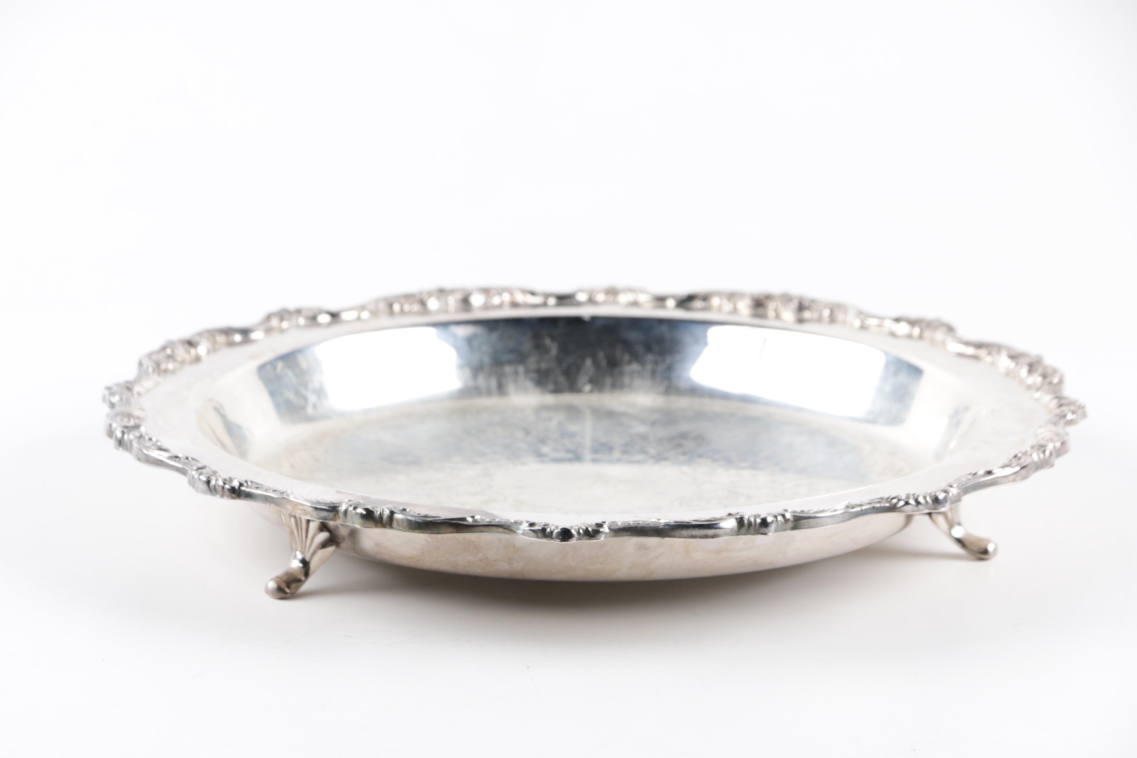 Wallace Silversmiths "Waverly" Tray with Other Silver Plate Trays EBTH