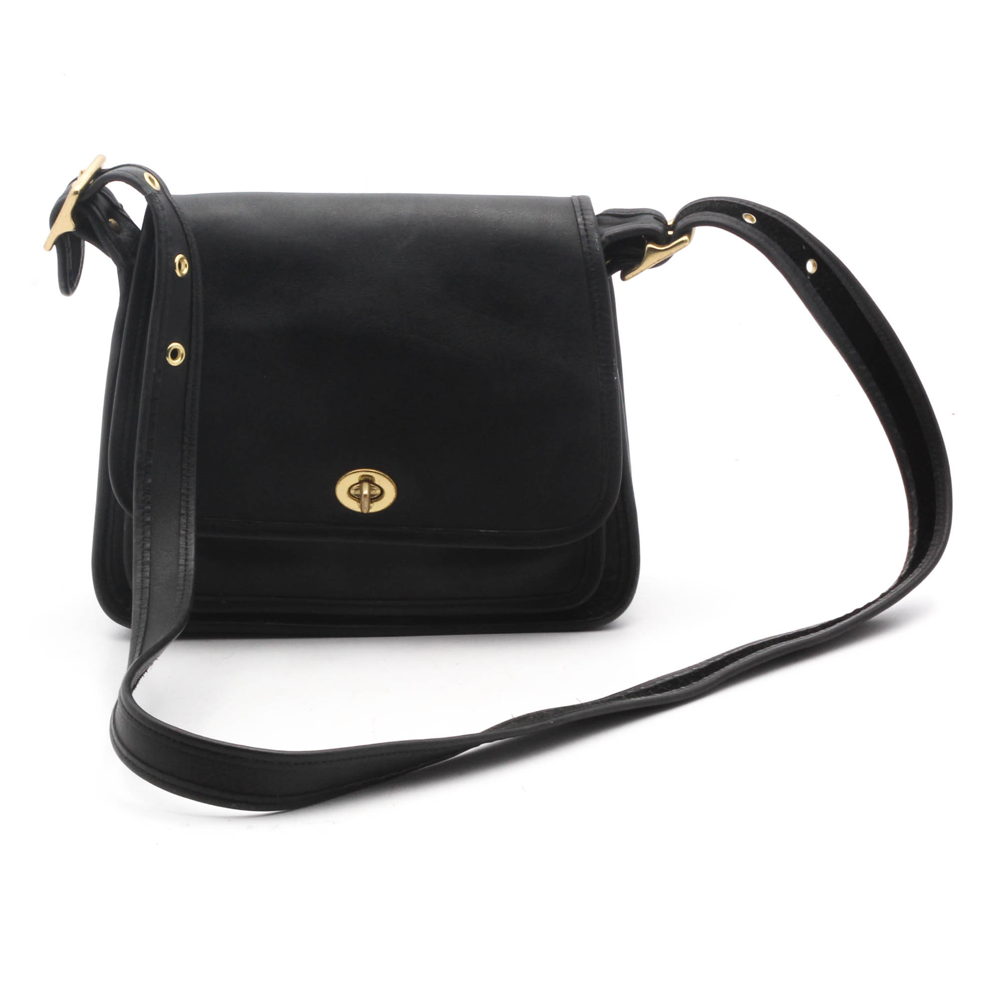 Vintage Coach Legacy Rambler Black Leather Flap Top Crossbody Bag EBTH