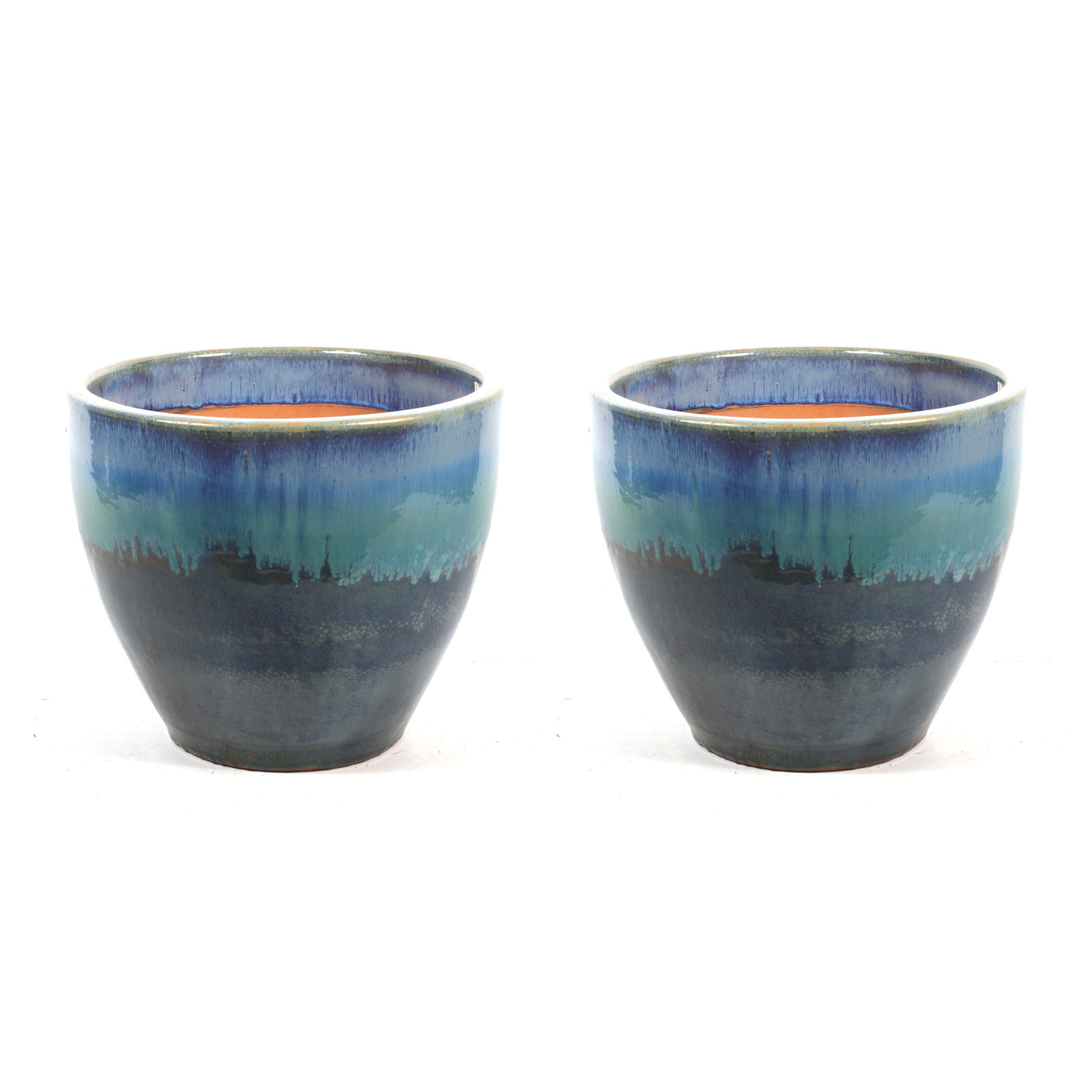 Large Garden Treasures Pottery Patio Planters Ebth