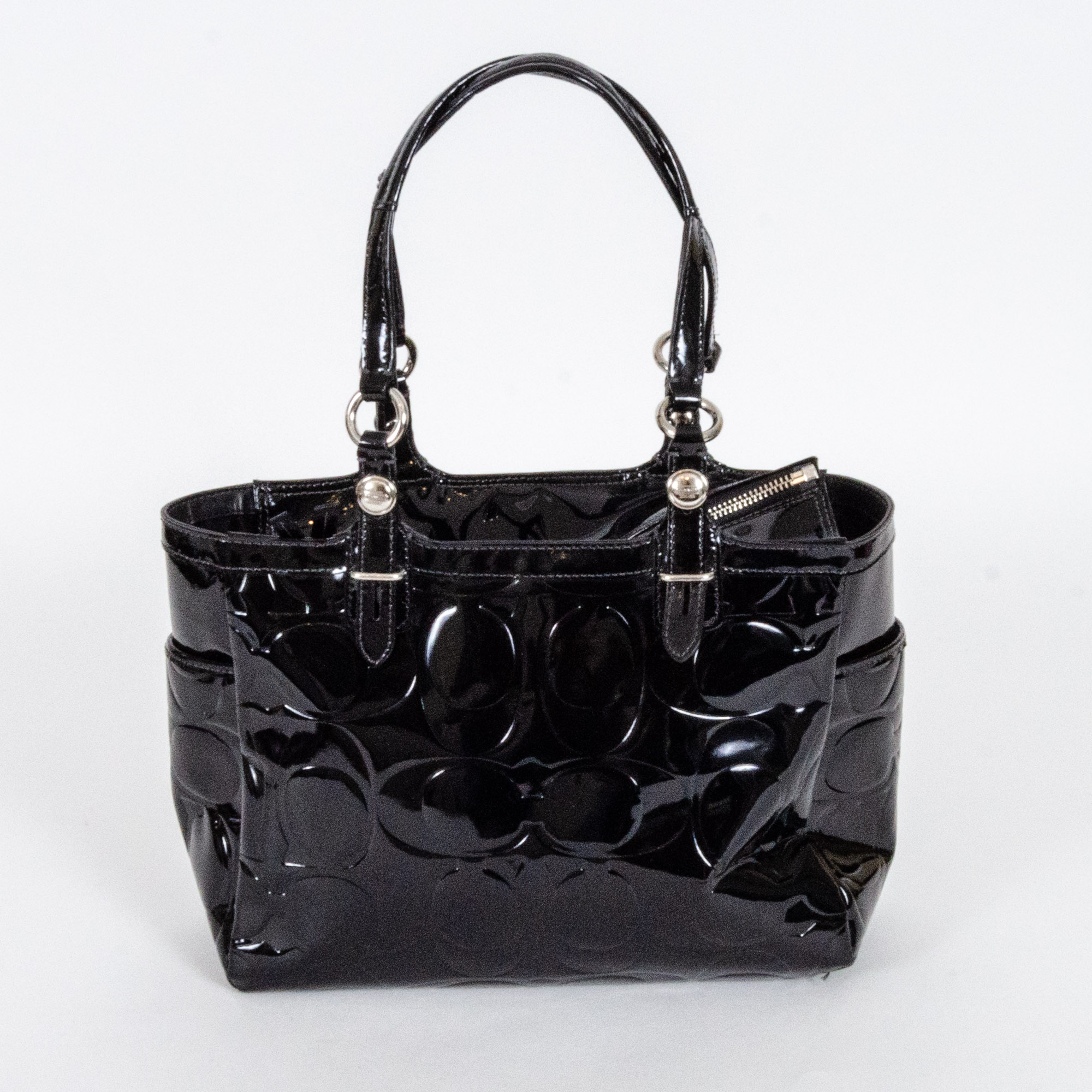 Coach Gallery Embossed Black Patent Leather Handbag EBTH