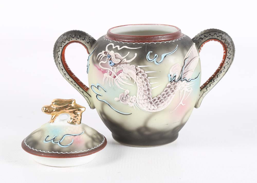 Vintage Japanese Moriage Dragonware Porcelain Tea Set EBTH