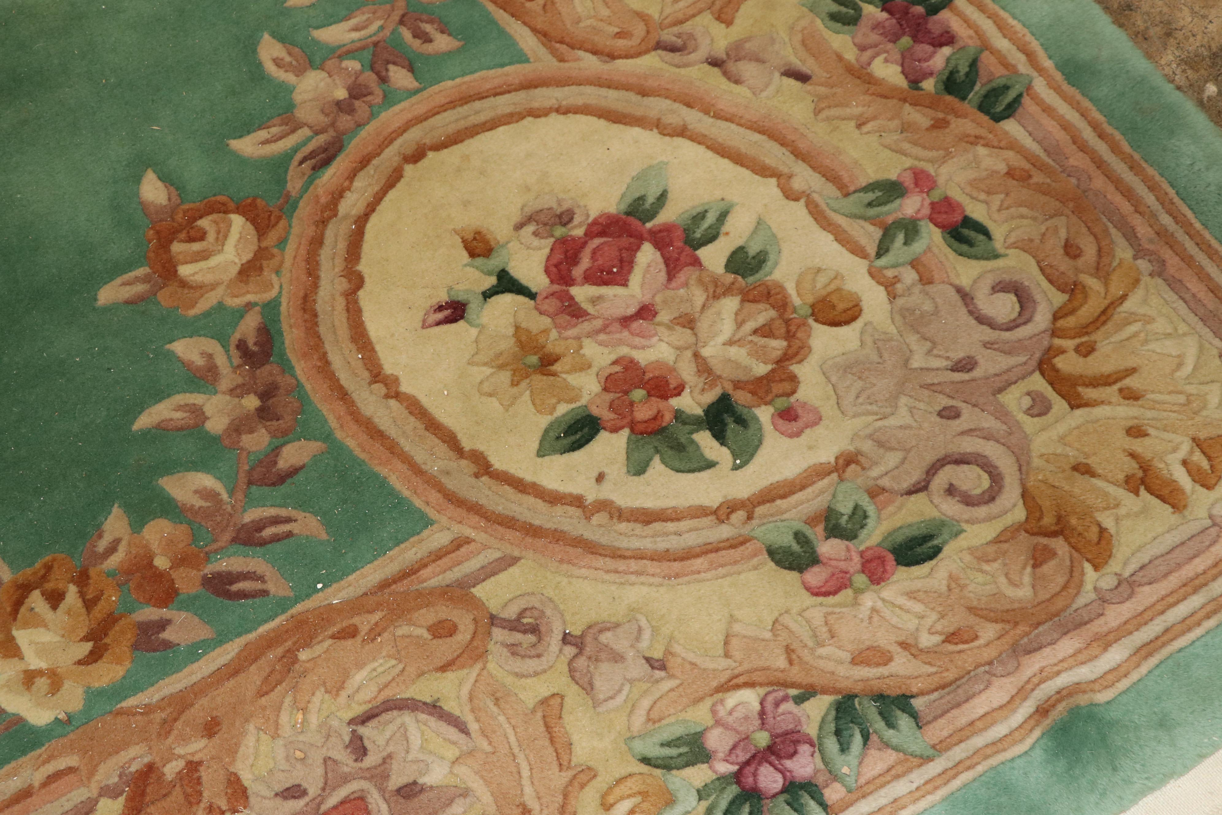 Finely HandKnotted Chinese Aubusson Style Carved Wool Rug EBTH