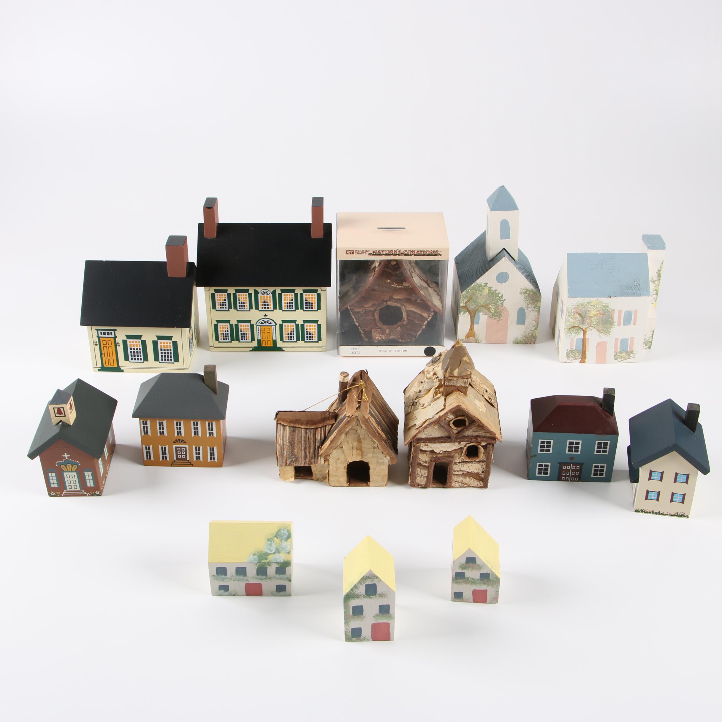 vintage miniature wooden houses
