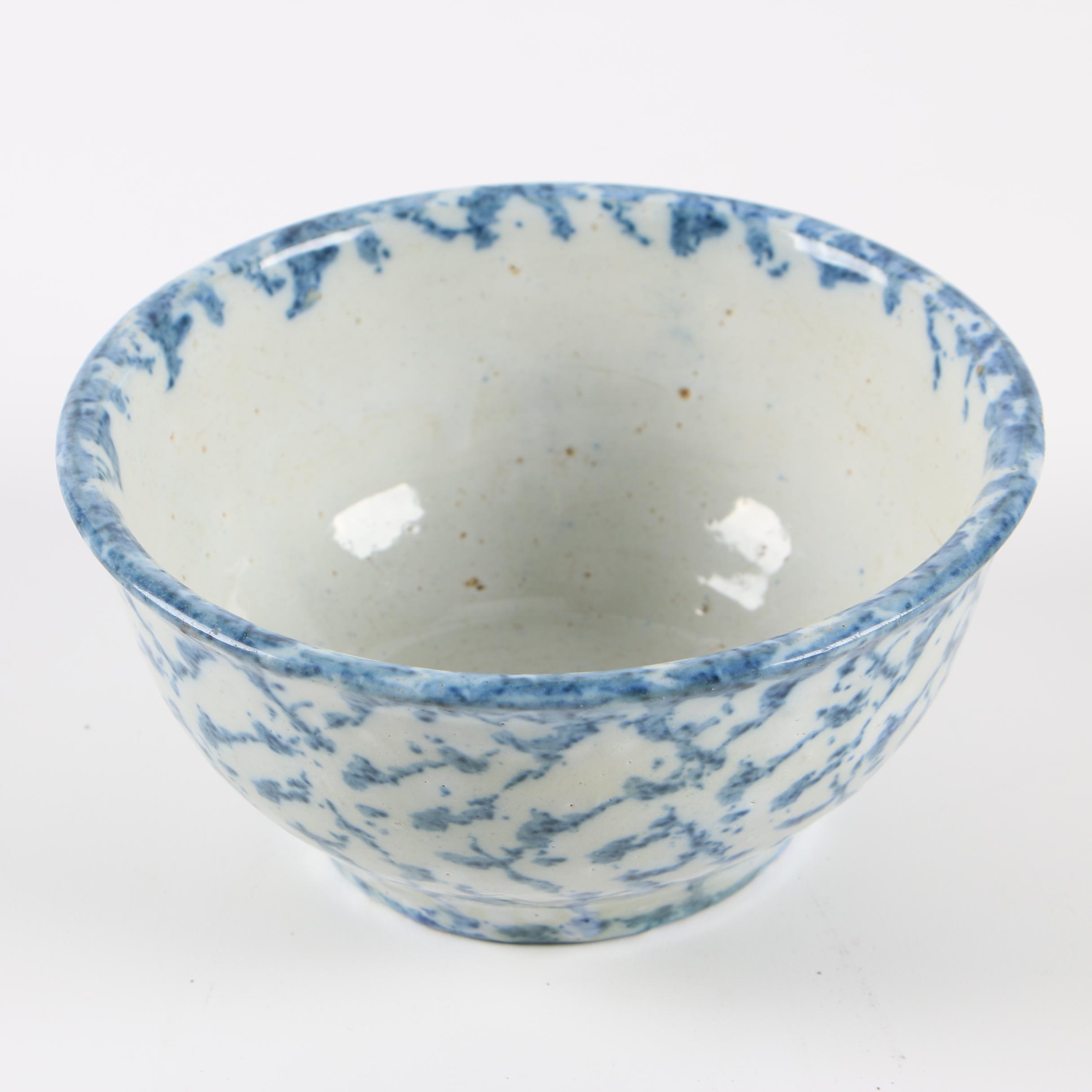 Vintage Blue Spongeware Mixing Bowls EBTH