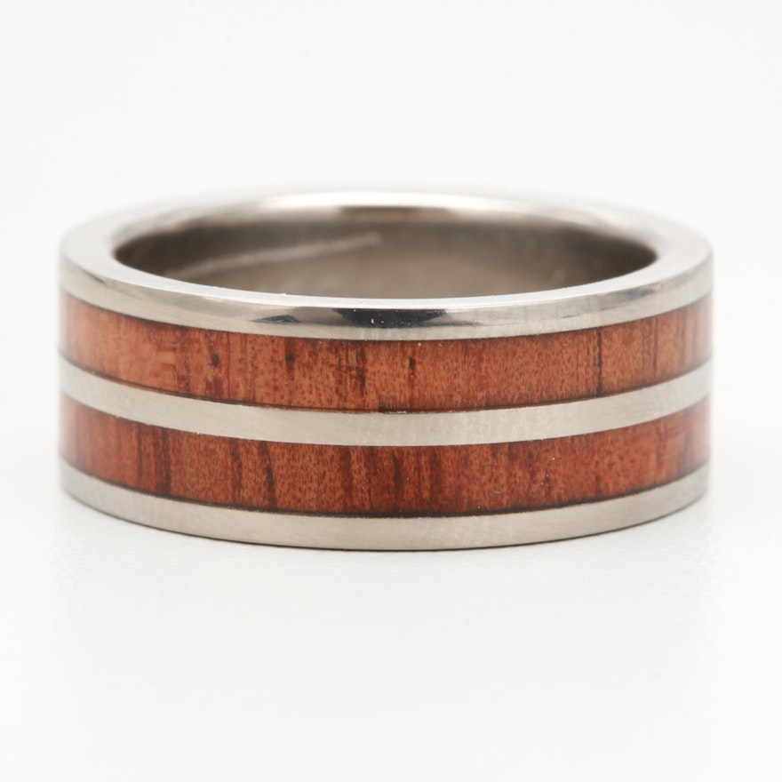 Titanium Wood Inlay Ring