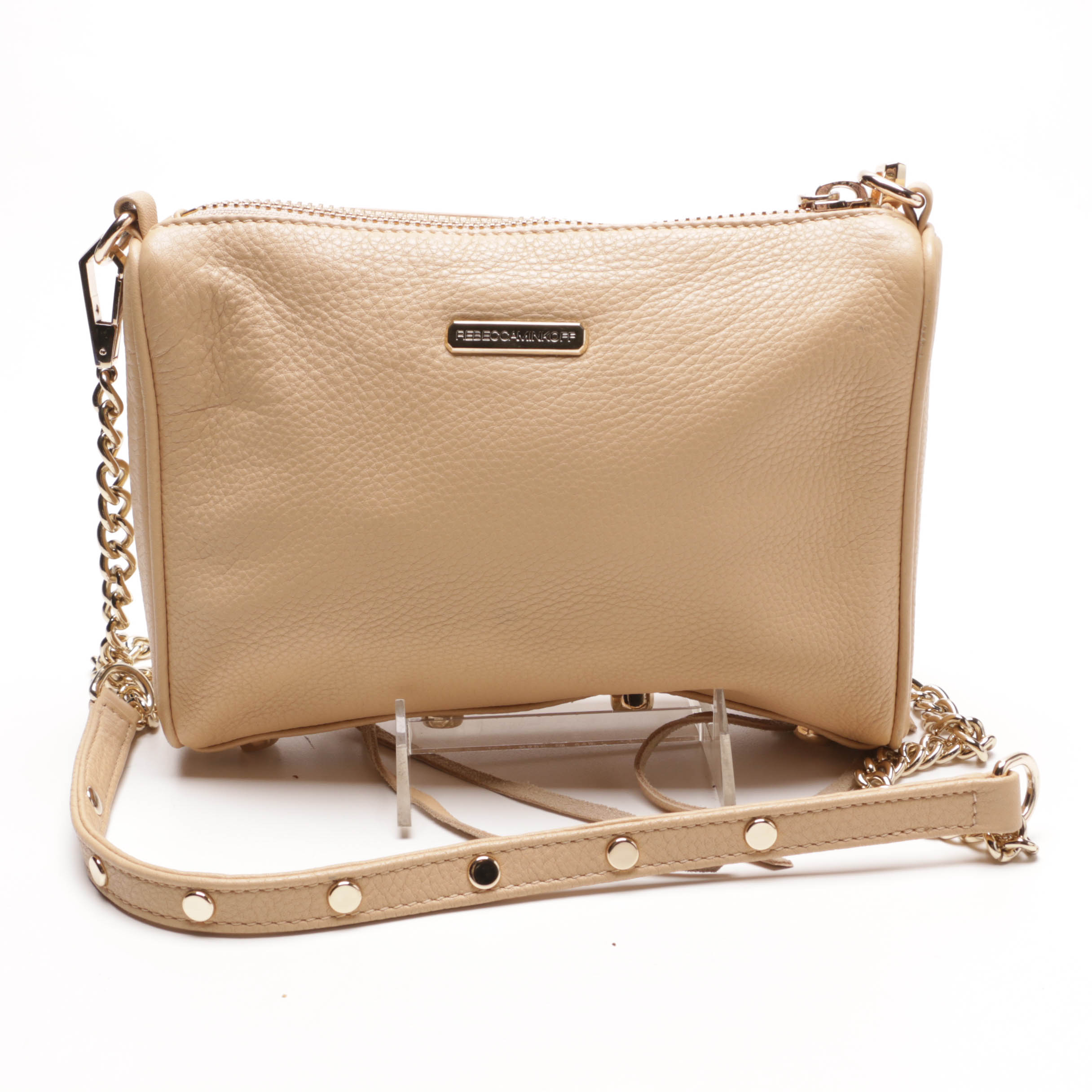 Rebecca Minkoff 3 Zip Rocker Leather Crossbody Bag in Beige EBTH