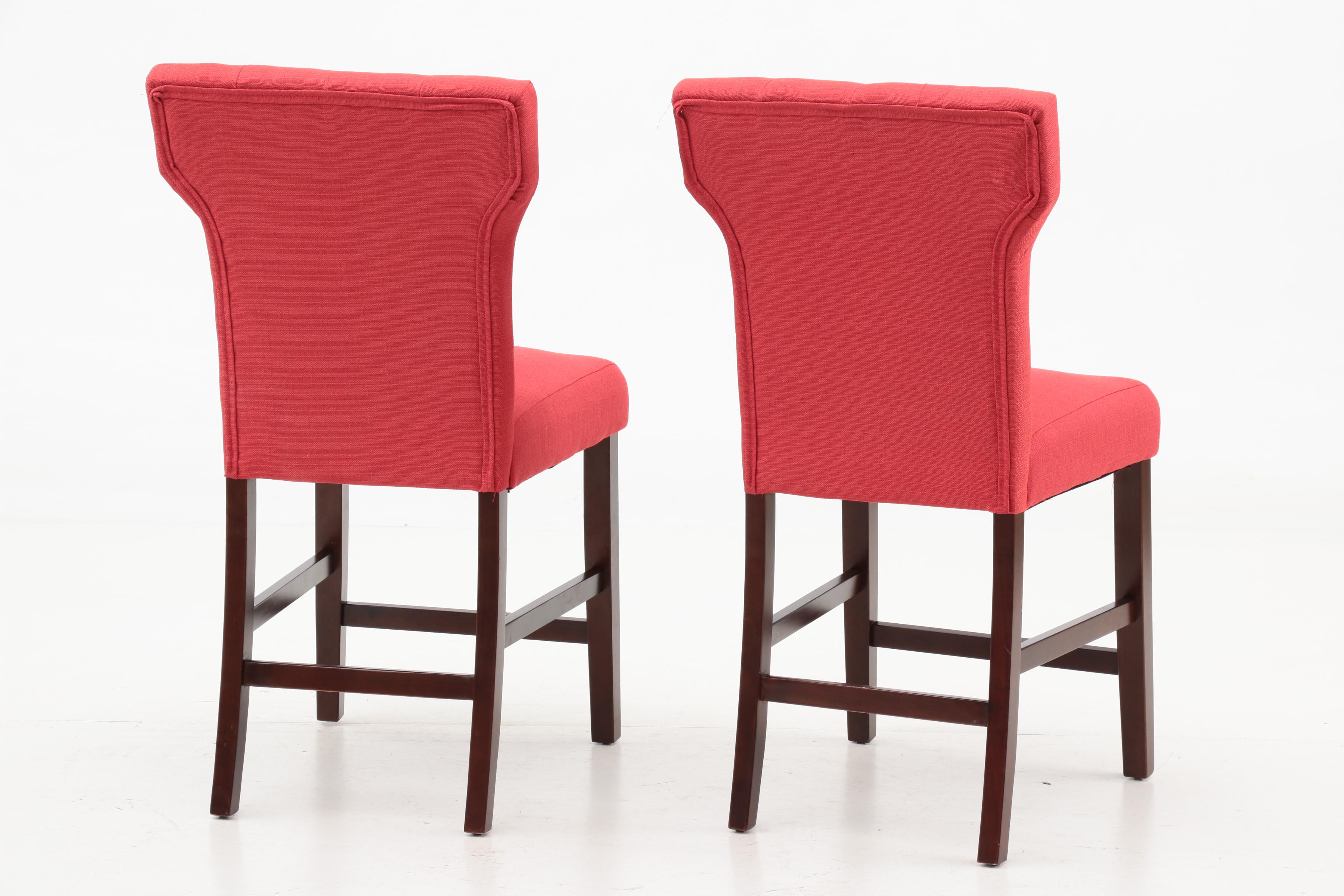 Tufted Upholstered Counter Height Stools in Red EBTH