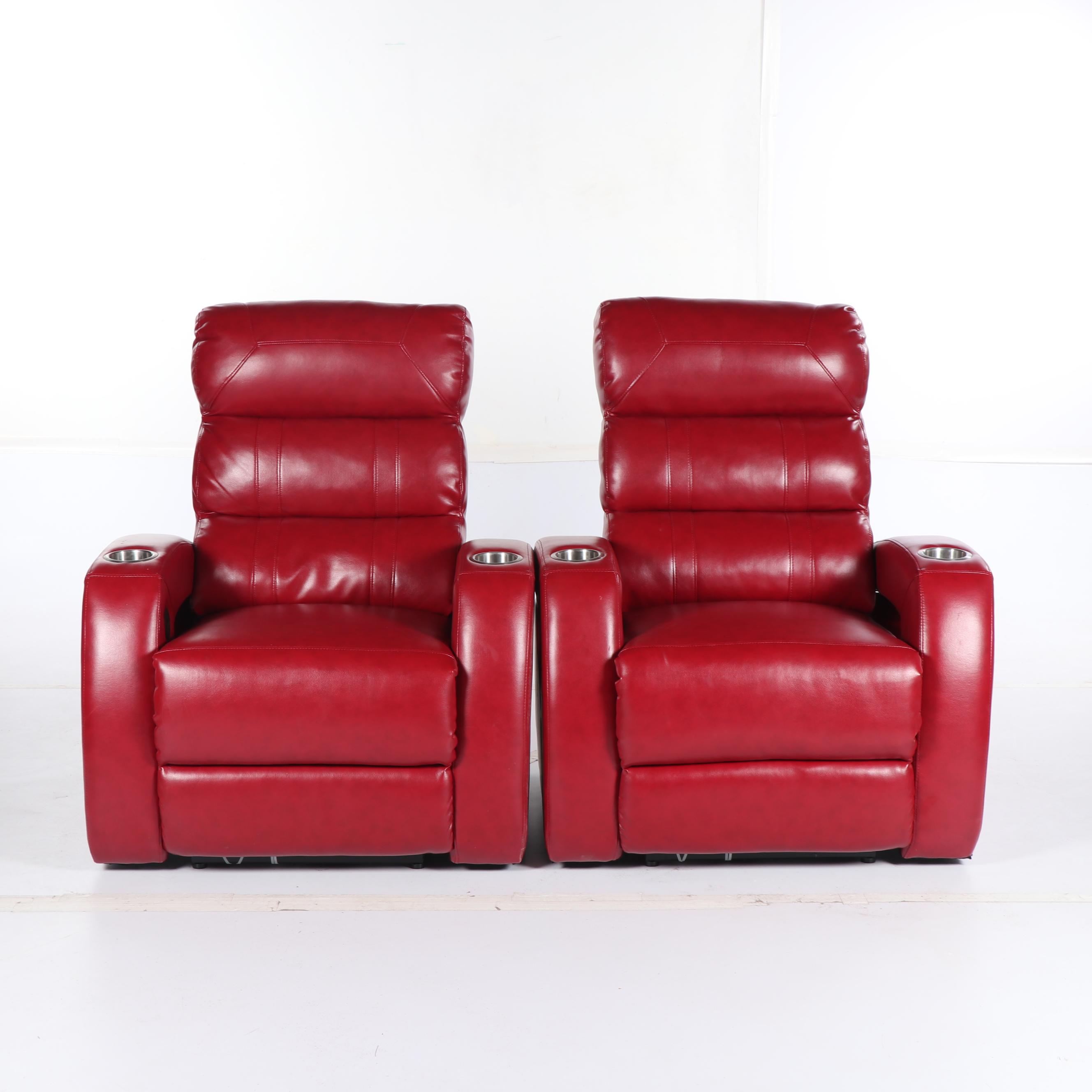 Leather Upholstered Home Theater Seats, 21st Century EBTH
