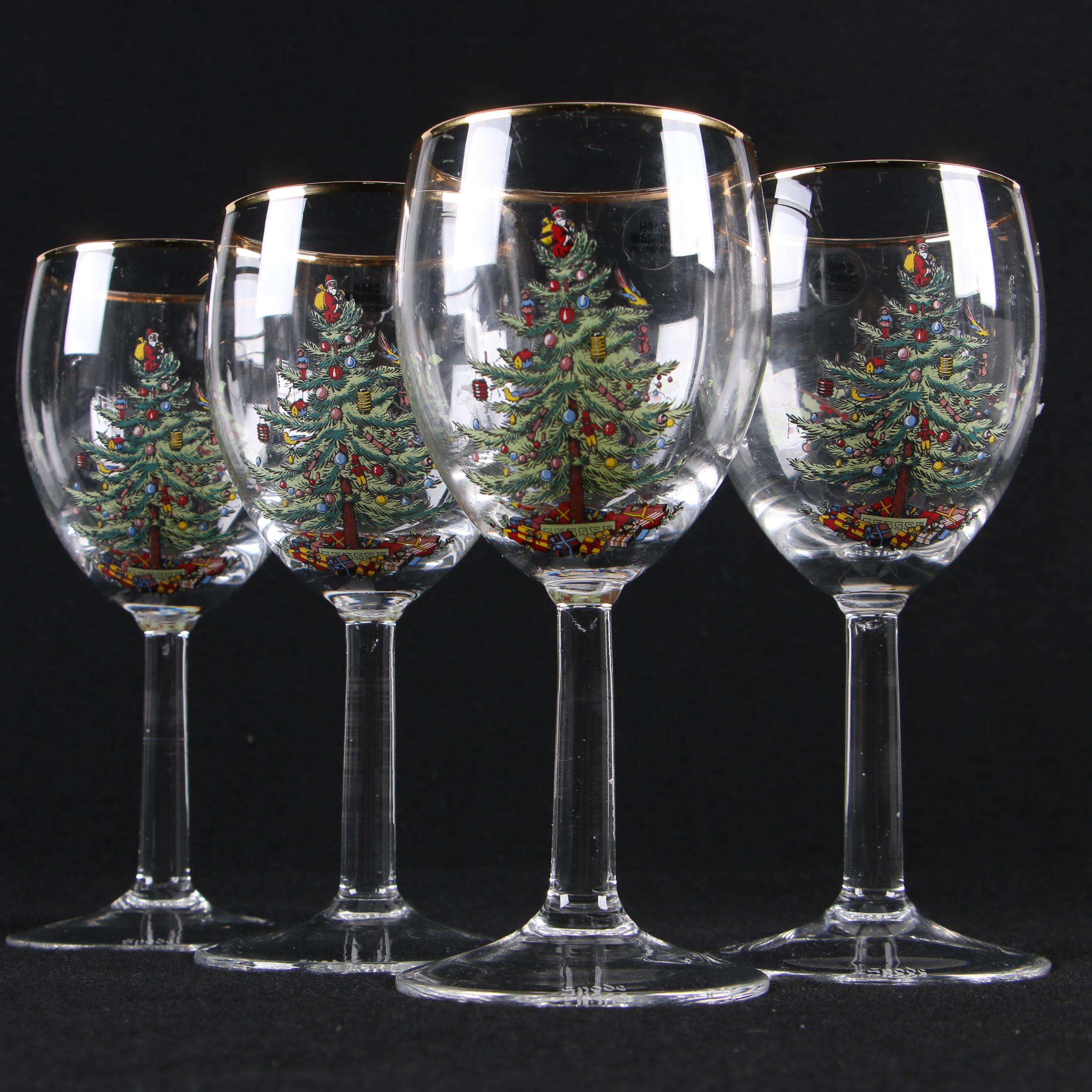 Spode "Christmas Tree" Wine Glasses EBTH