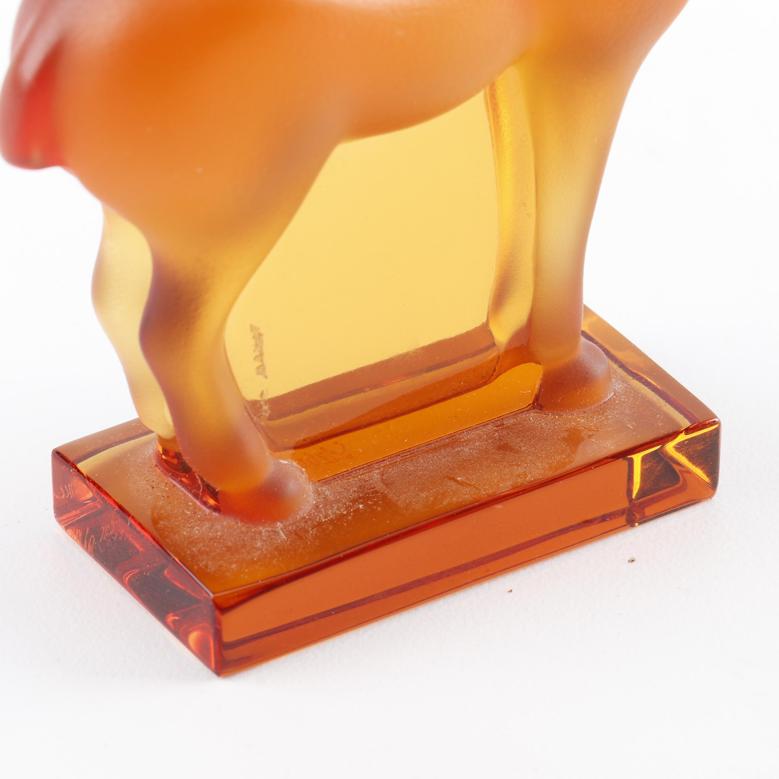 Lalique "Tang" Frosted Amber Crystal Horse Figurine EBTH