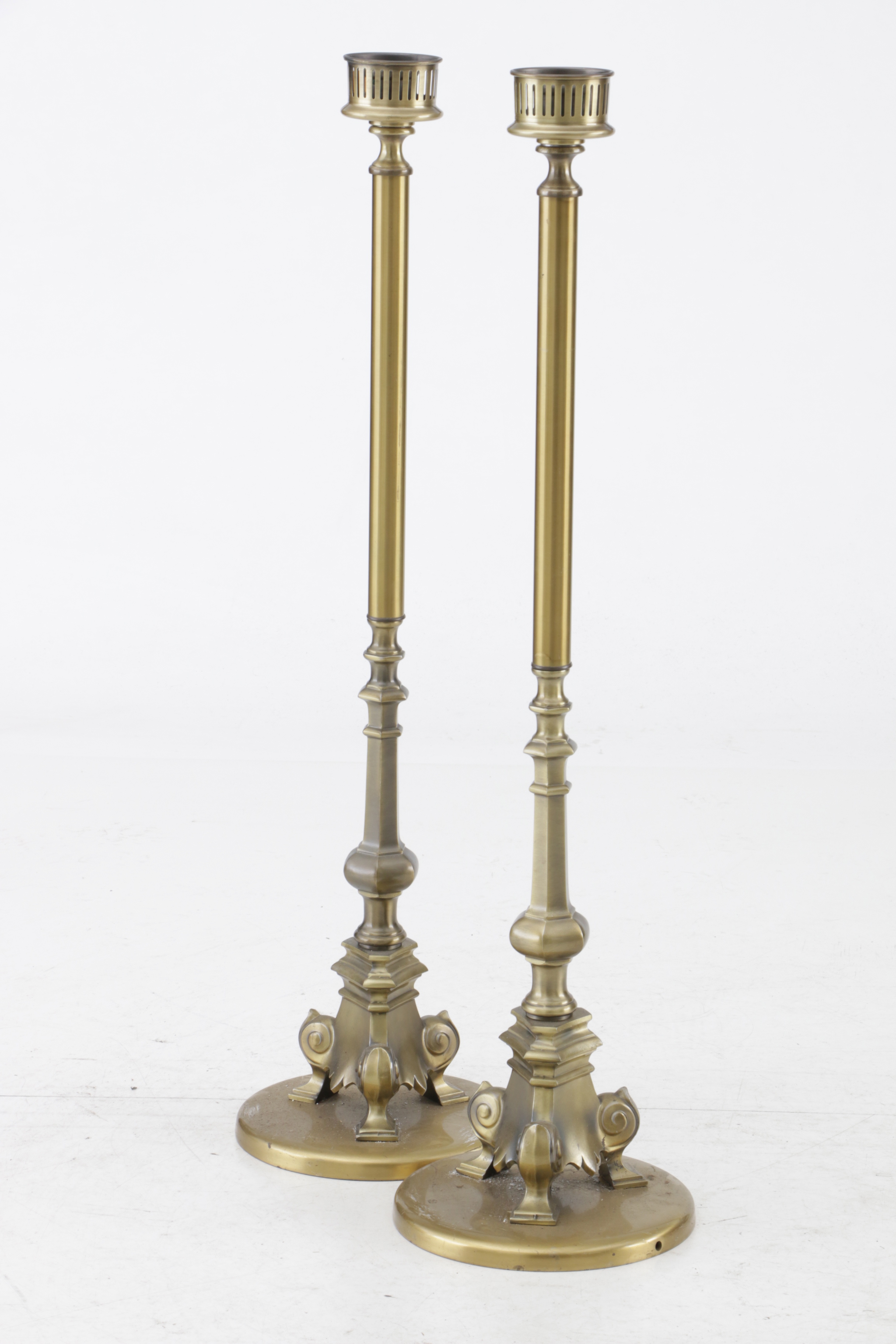 Brass Funeral Candle Holders EBTH