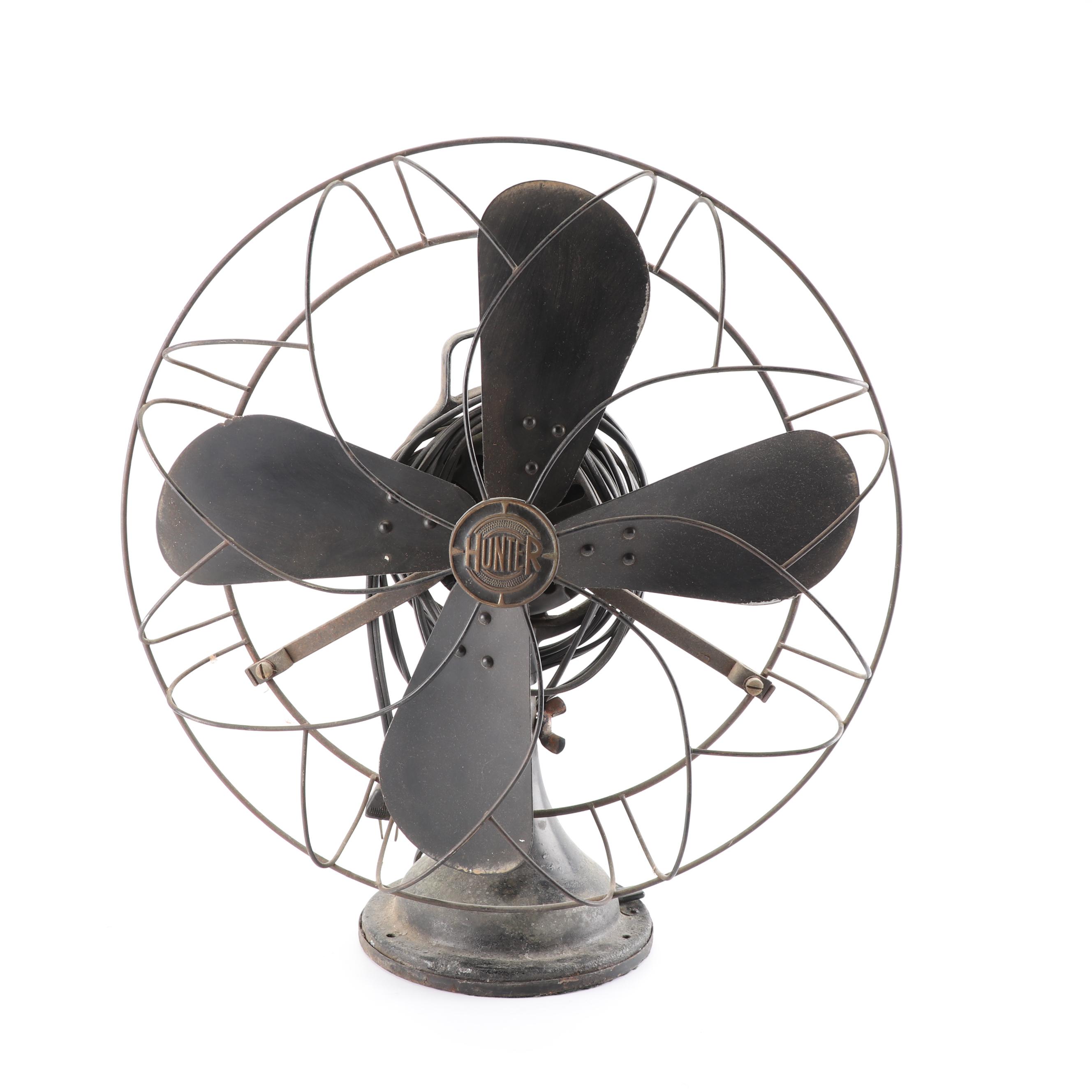 Vintage Hunter Cast Metal Desk Fan Ebth