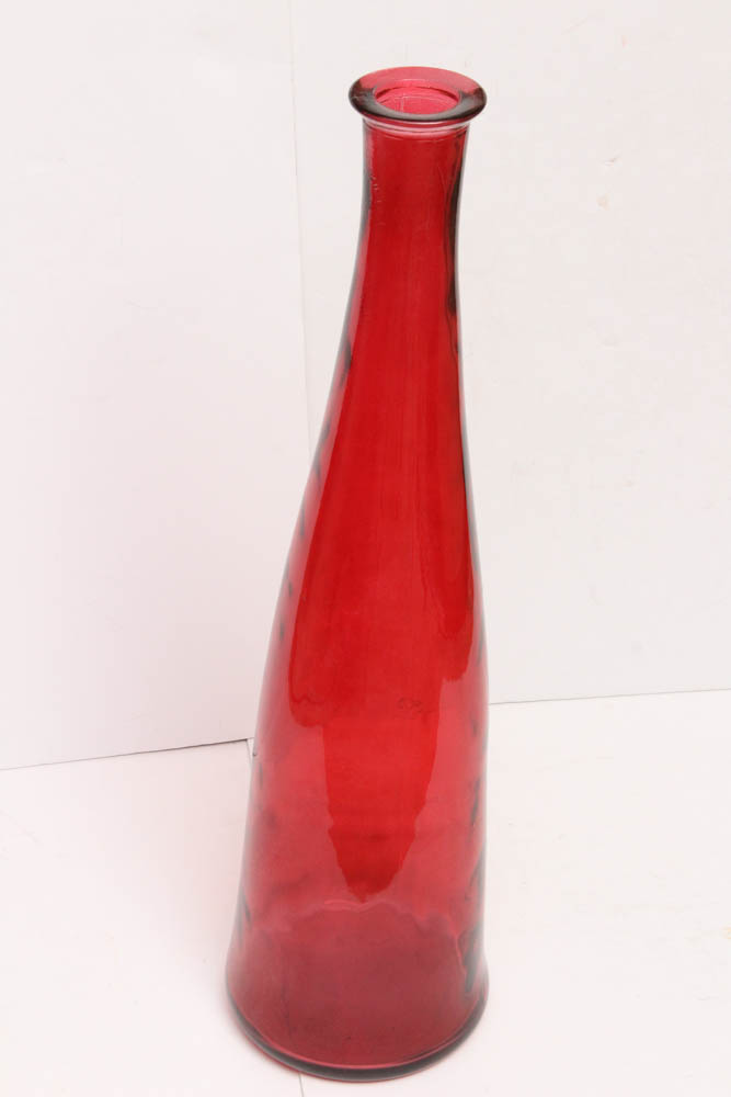 Red Glass Floor Vase EBTH