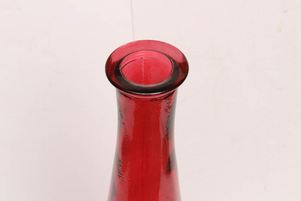 Red Glass Floor Vase EBTH