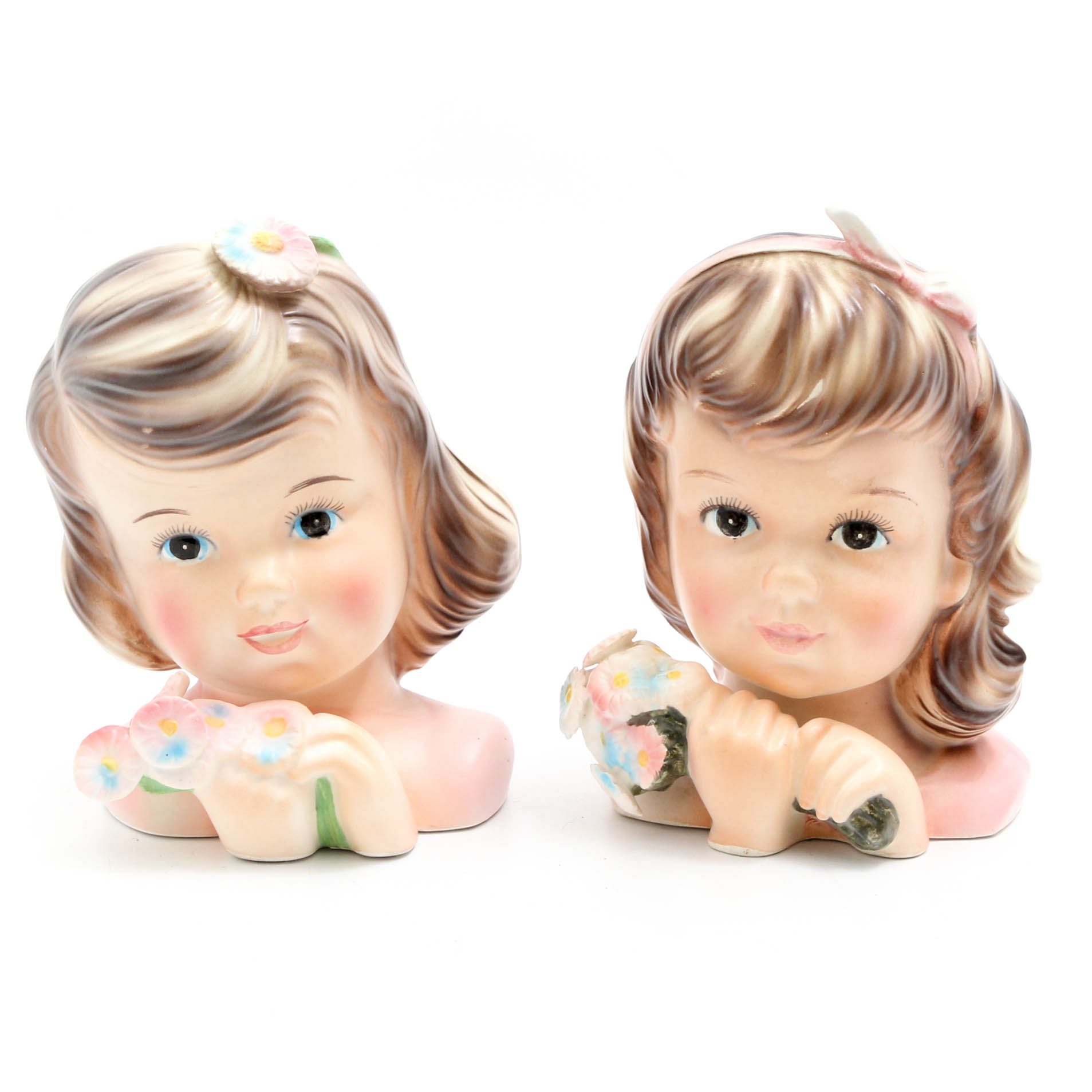 Vintage Little Girl Head Vases Ebth