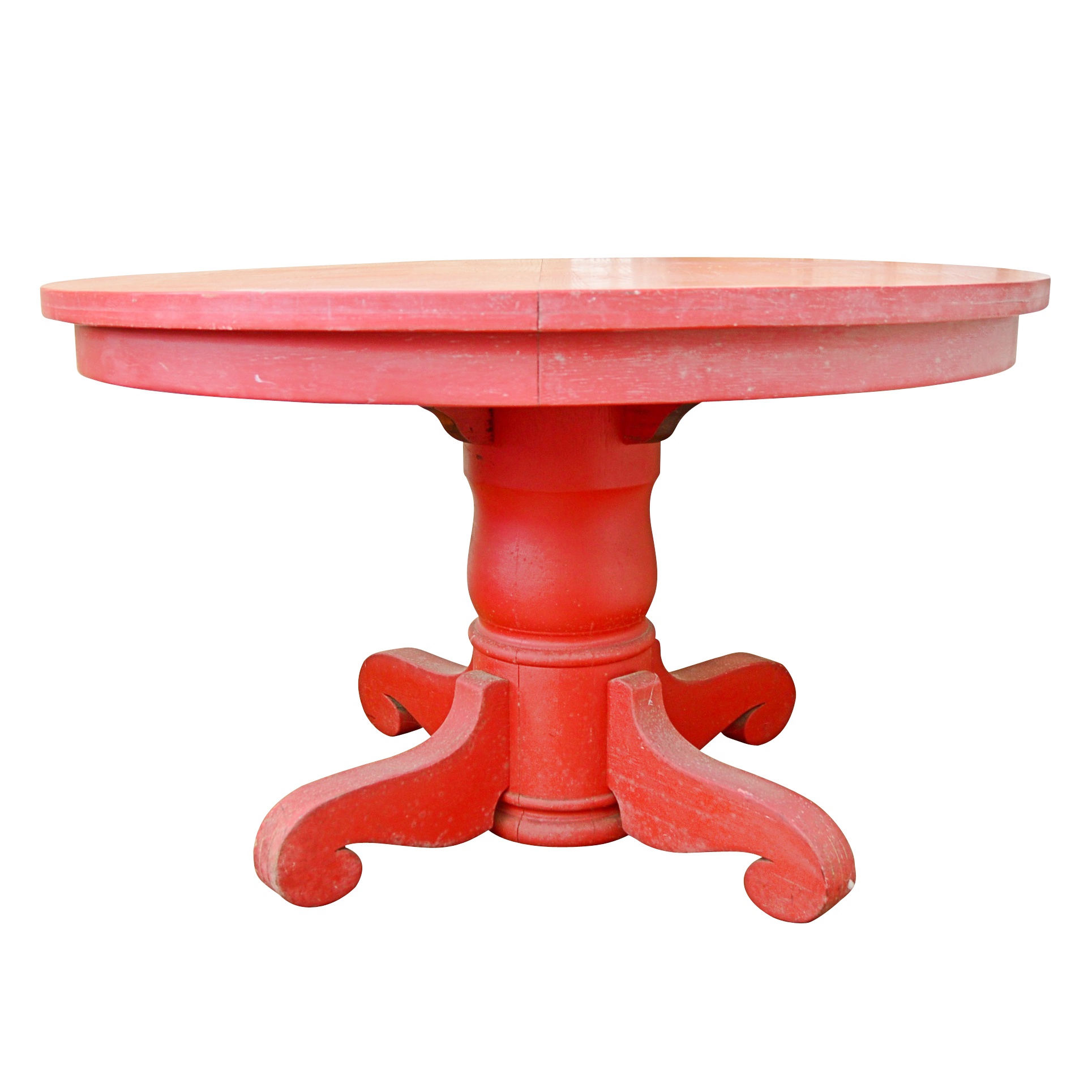 red pedestal table