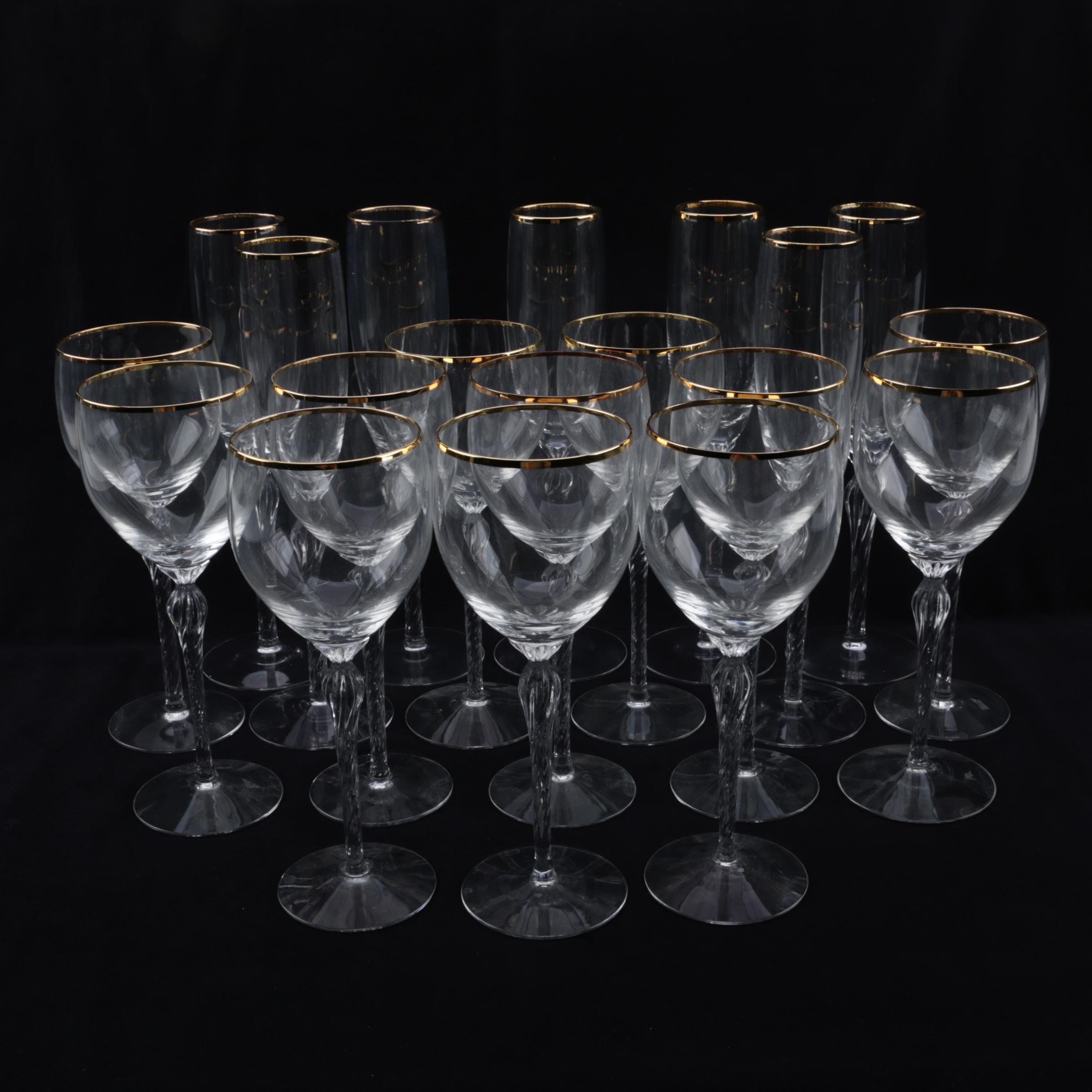 Lenox "Monroe" Crystal White Wine Glasses and Champagne Flutes with