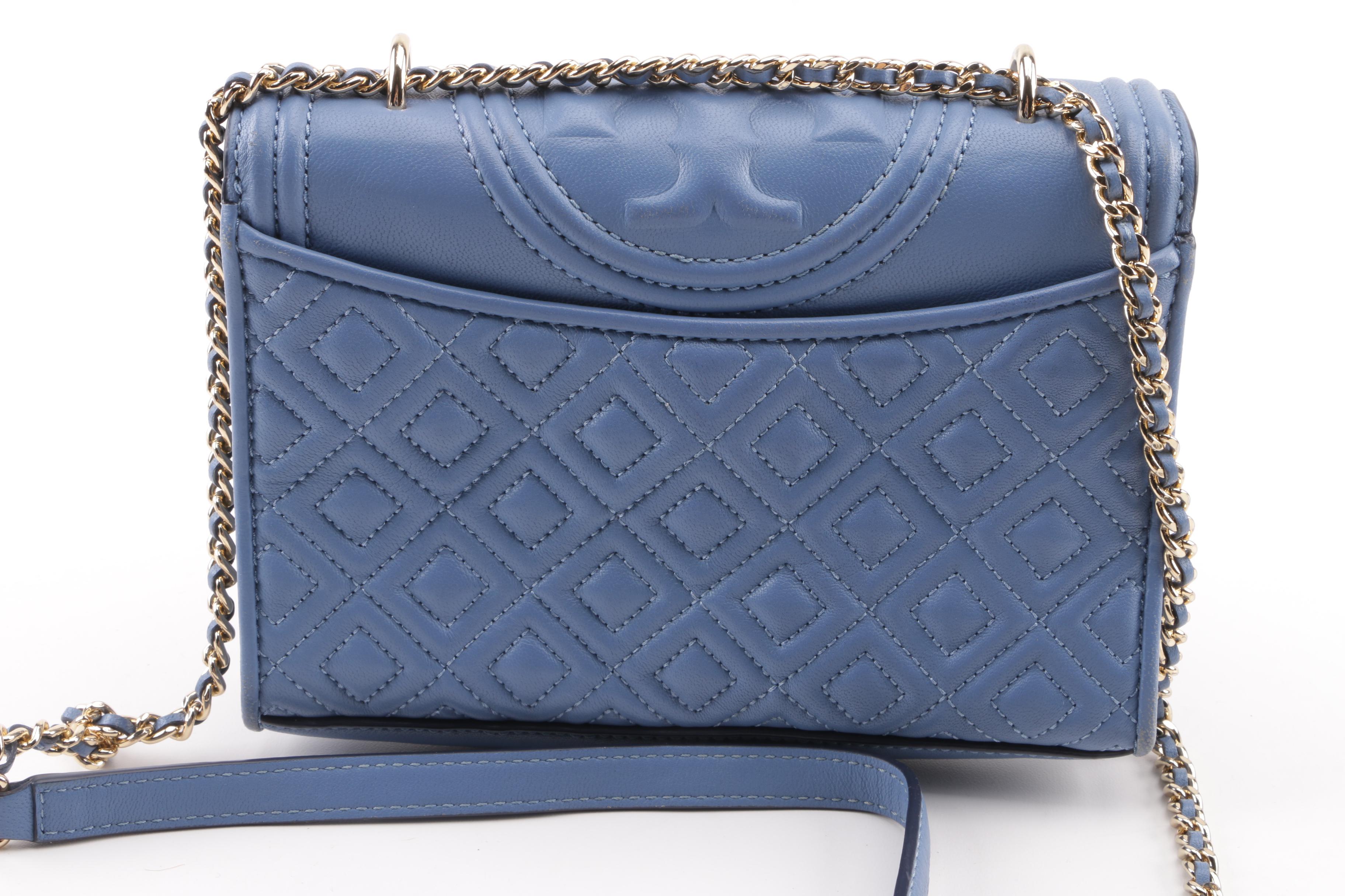 Tory Burch Fleming Blue Quilted Leather Crossbody Bag EBTH