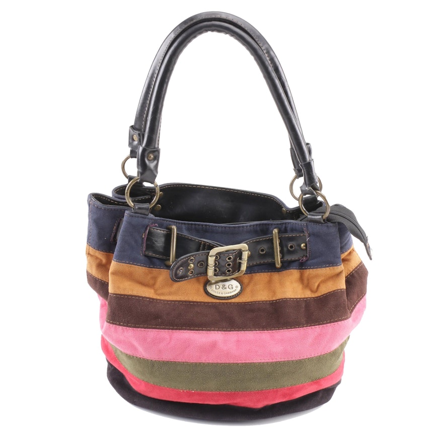 Dolce & Gabbana Multicolor Striped Suede Shoulder Bag | EBTH
